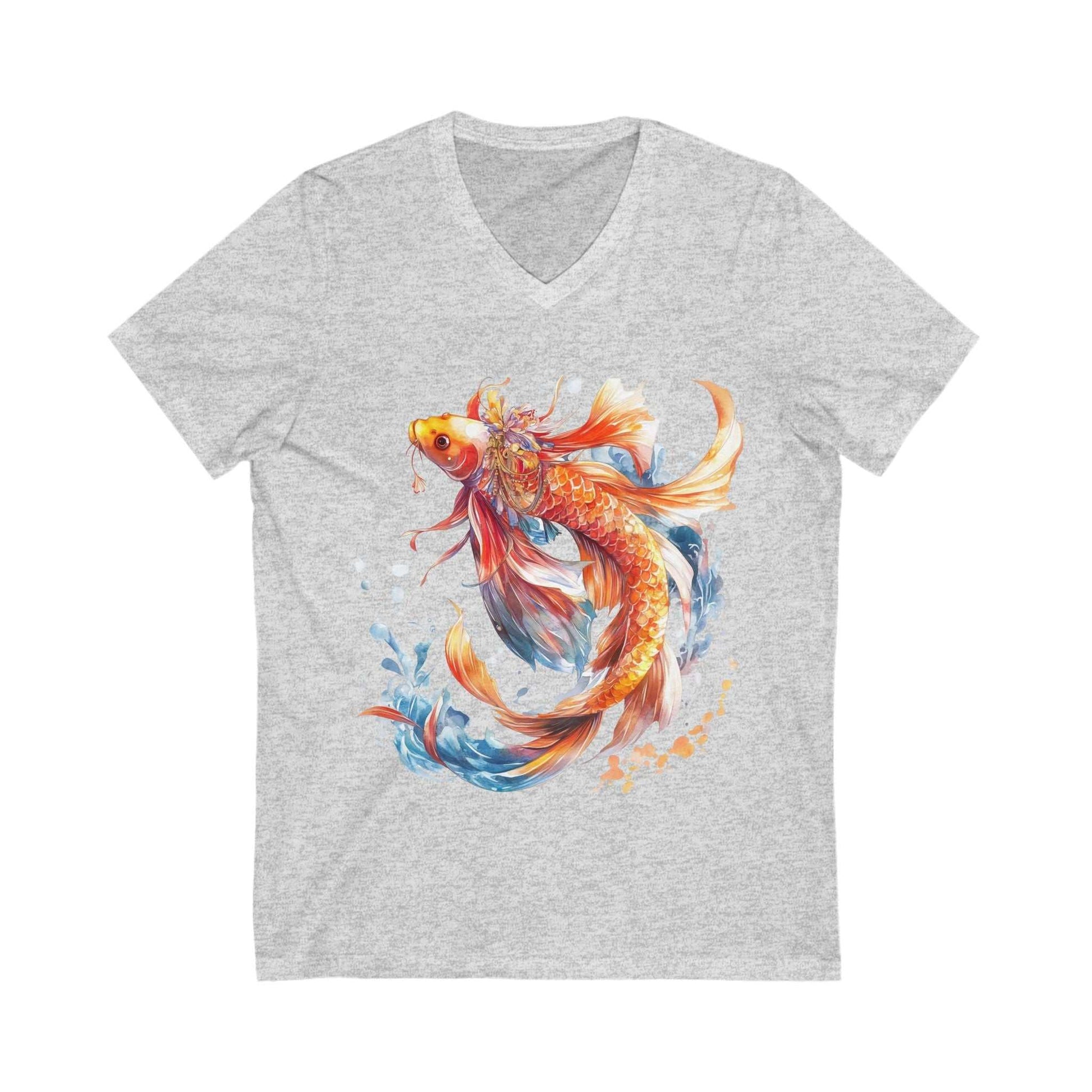 Koi Fish Shirt - Stylish Comfort with V-Neck Design | Bella+Canvas