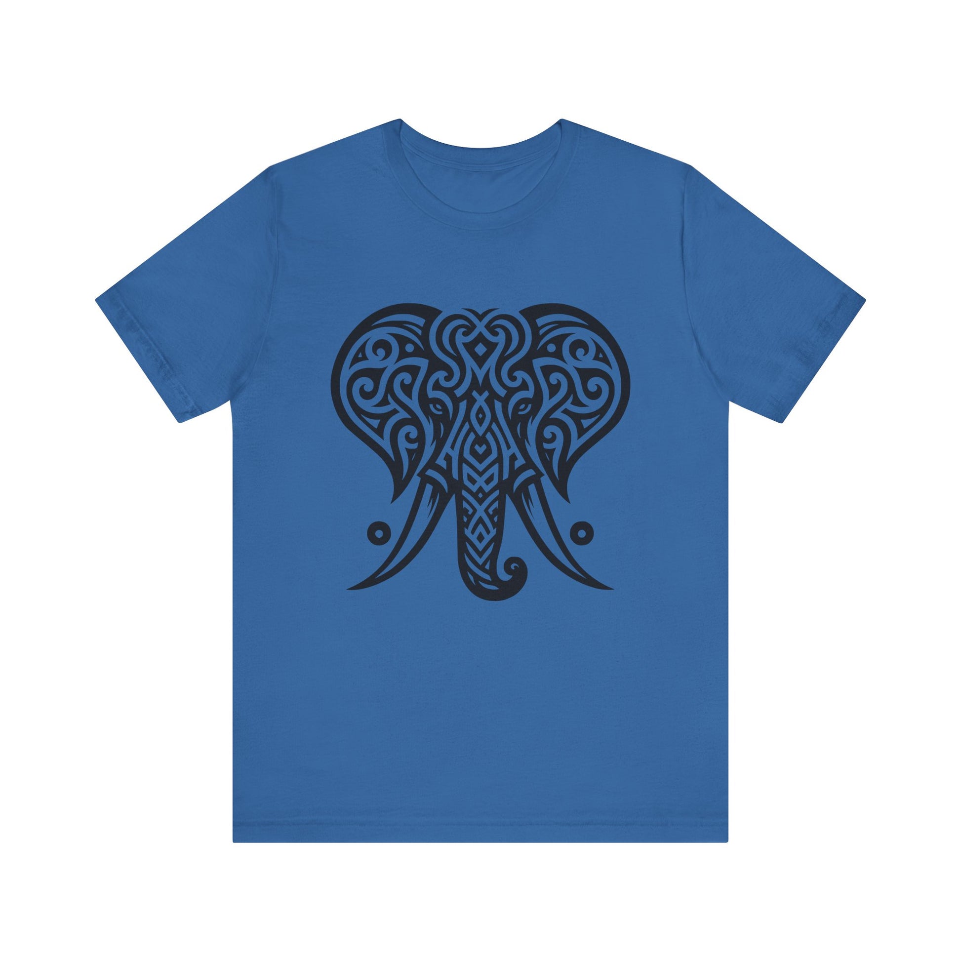 Tribal Elephant T-Shirt – Bold Black Tattoo Art on White Tee