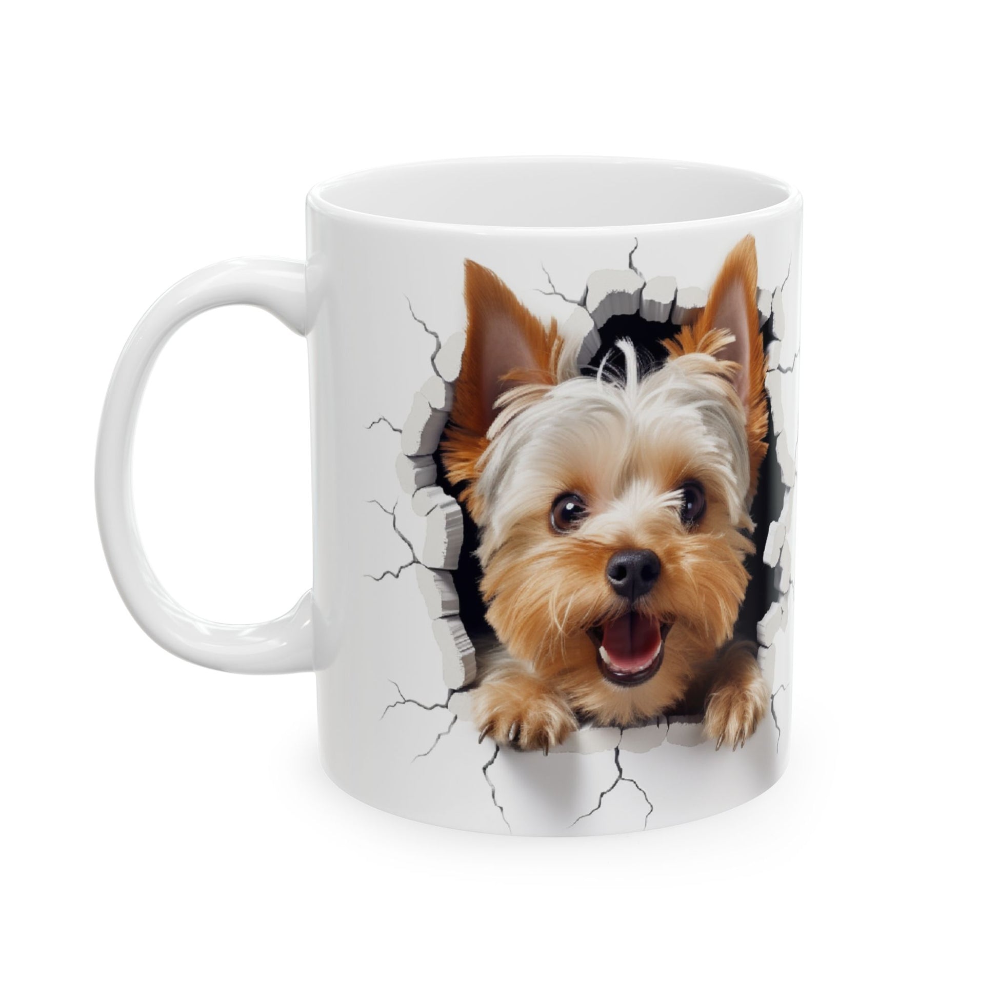 Yorkshire Terrier Ceramic Mug with Cracked Wall Design
