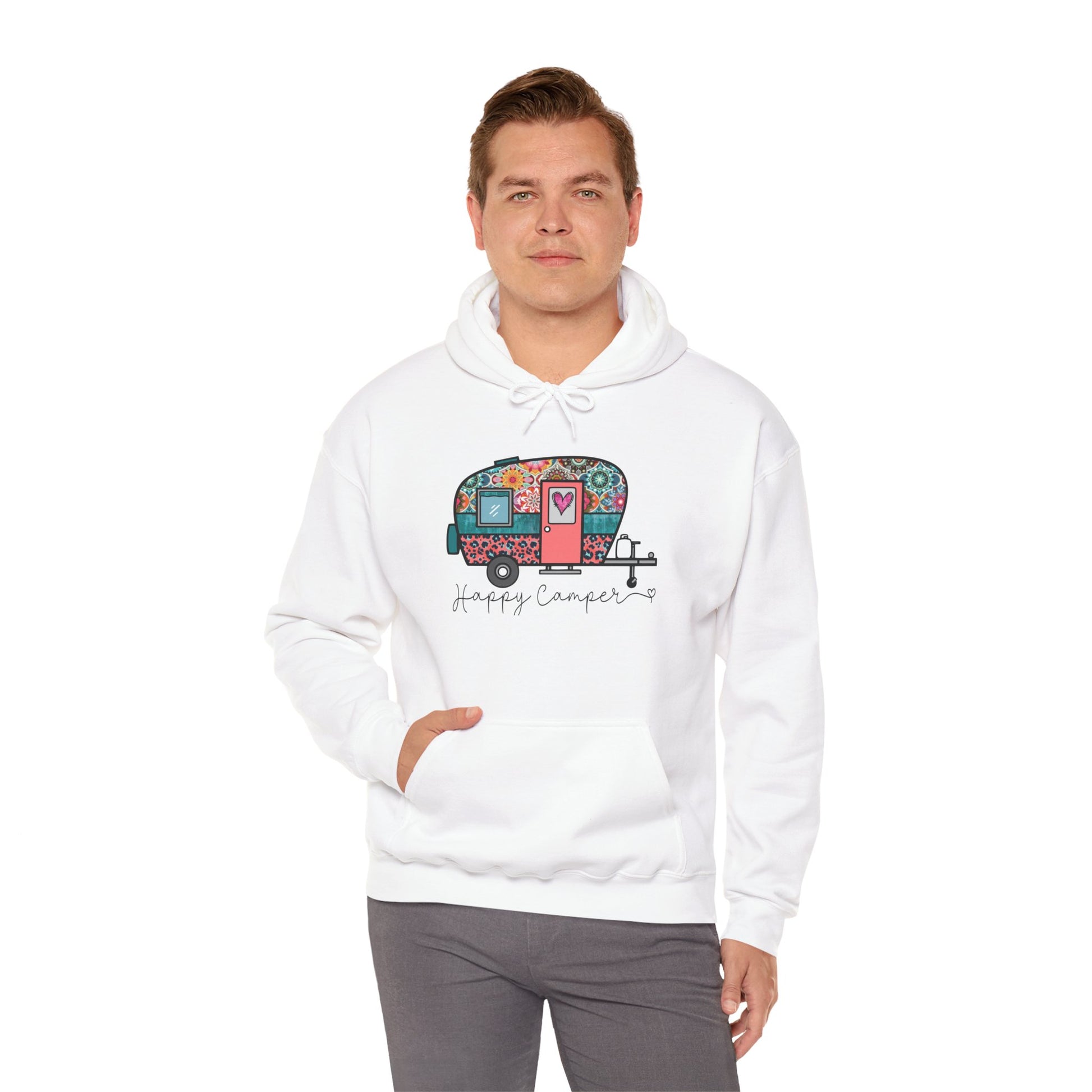 Happy Camper Hoodie – Colorful Vibes for Outdoor Lovers