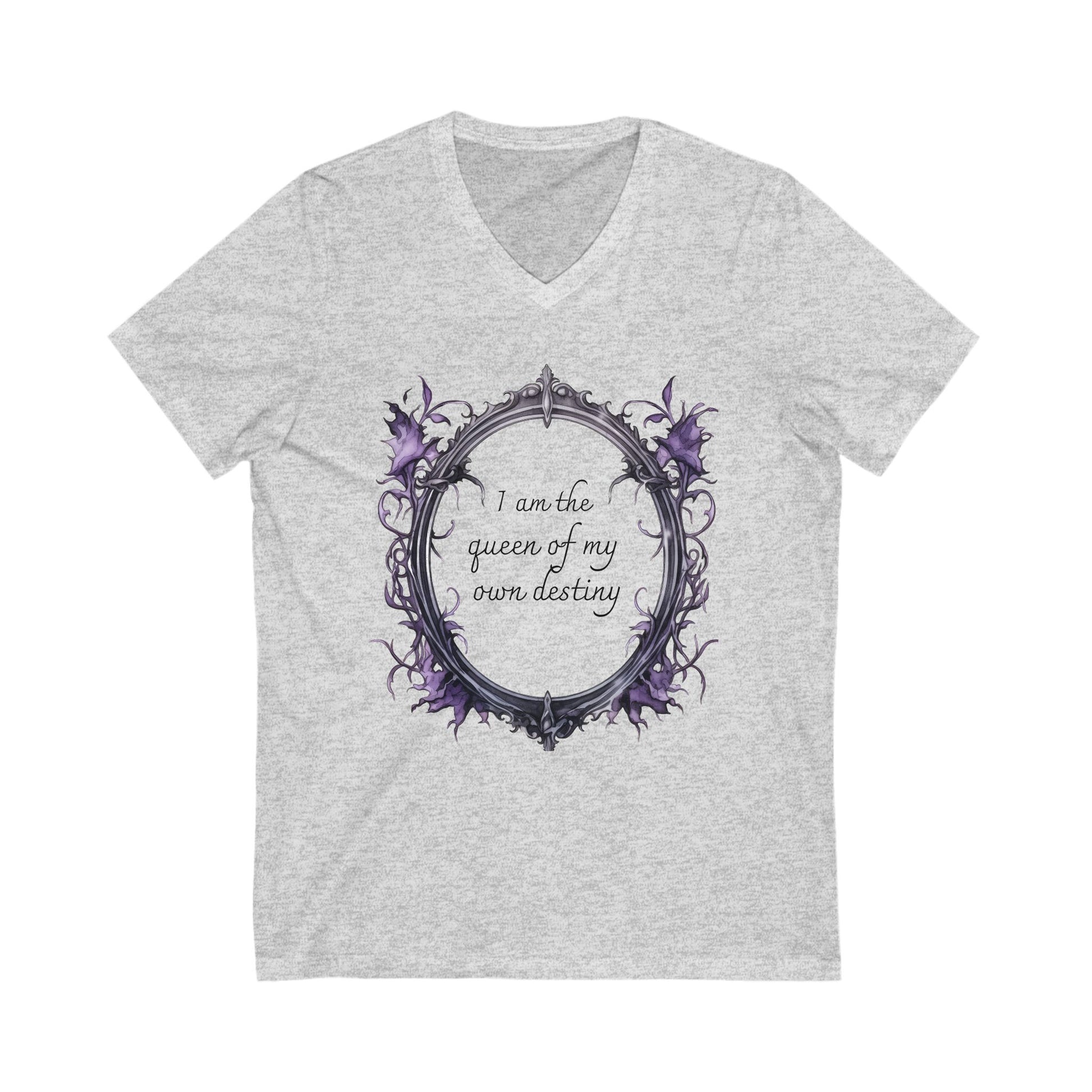 Empowering V-Neck Tee - I Am the Queen of My Own Destiny