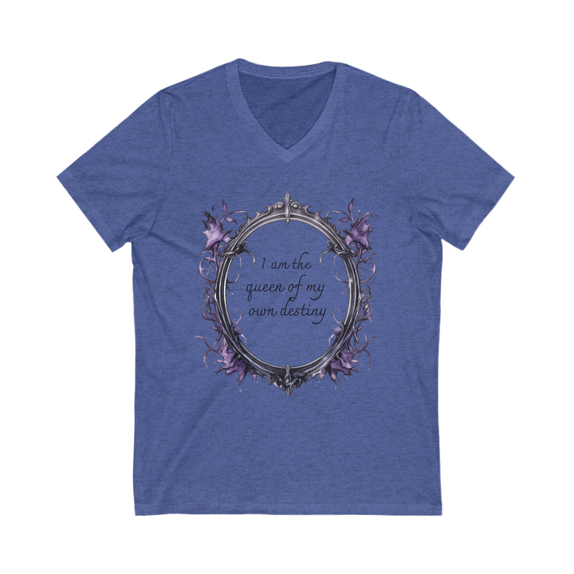 Empowering V-Neck Tee - I Am the Queen of My Own Destiny