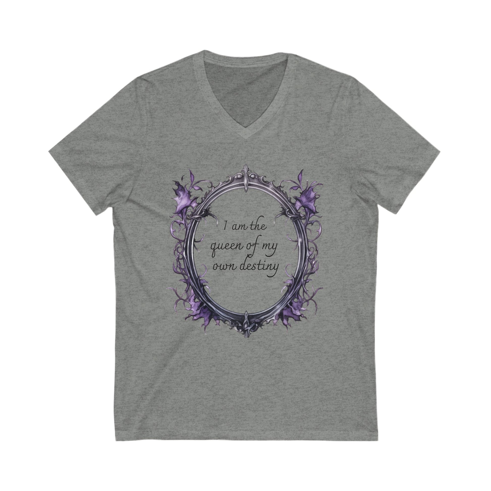 Empowering V-Neck Tee - I Am the Queen of My Own Destiny
