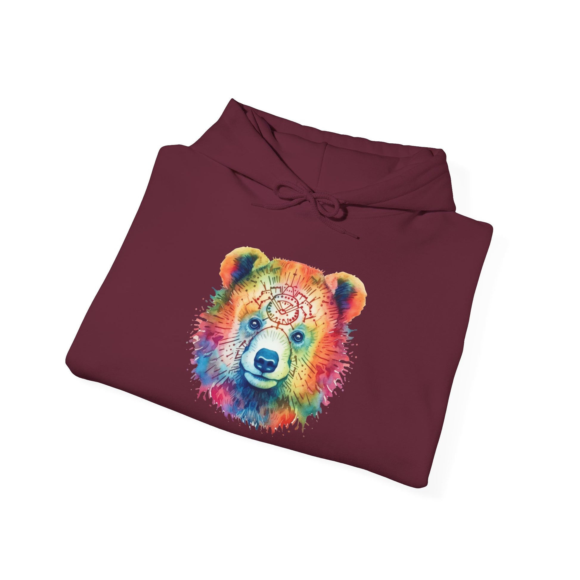 Psychedelic Bear Hoodie – Colorful Mandala Animal Sweatshirt for Artistic, Free-Spirited Style