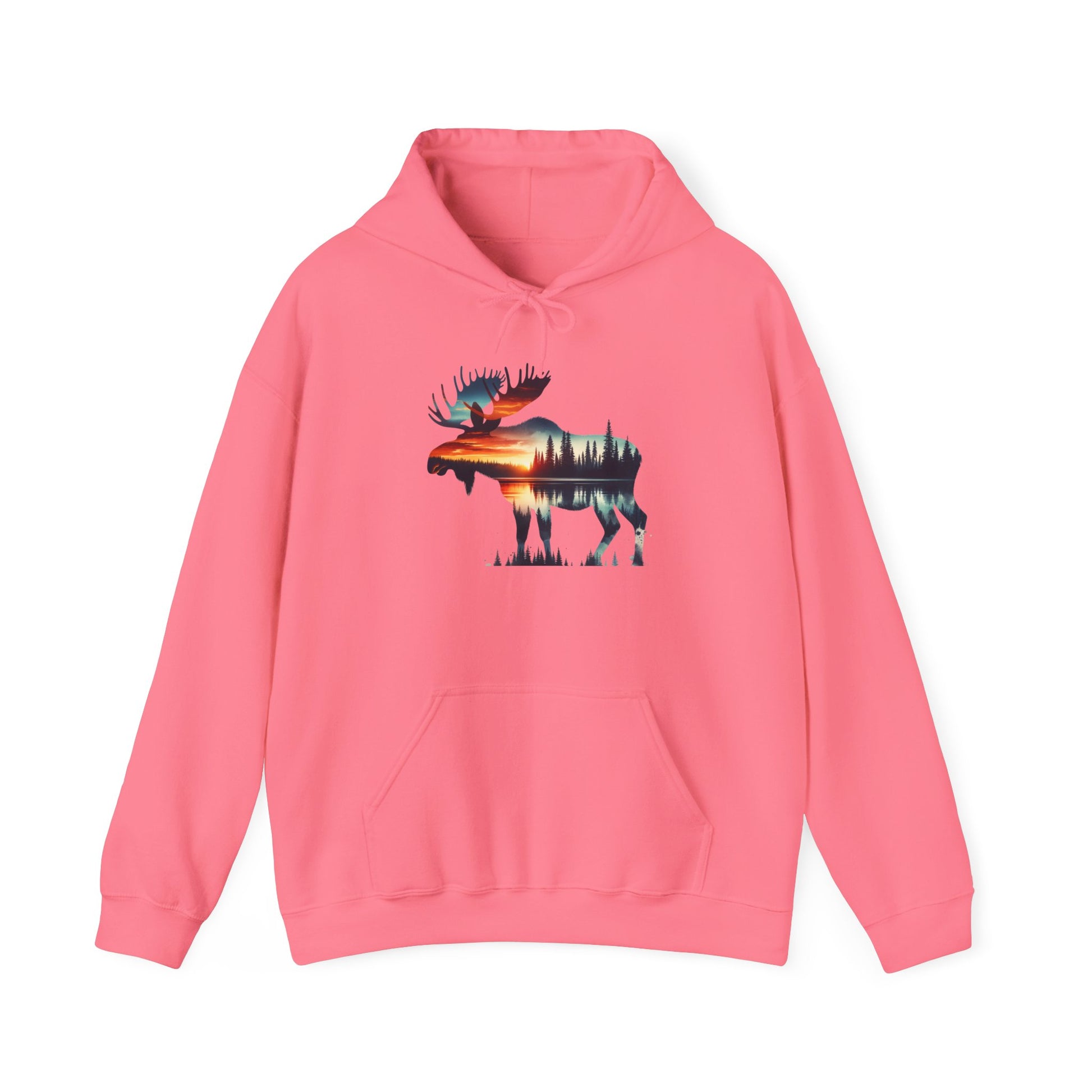 Sunset Wilderness Moose Hoodie – Nature’s Silhouette Adventure Wear