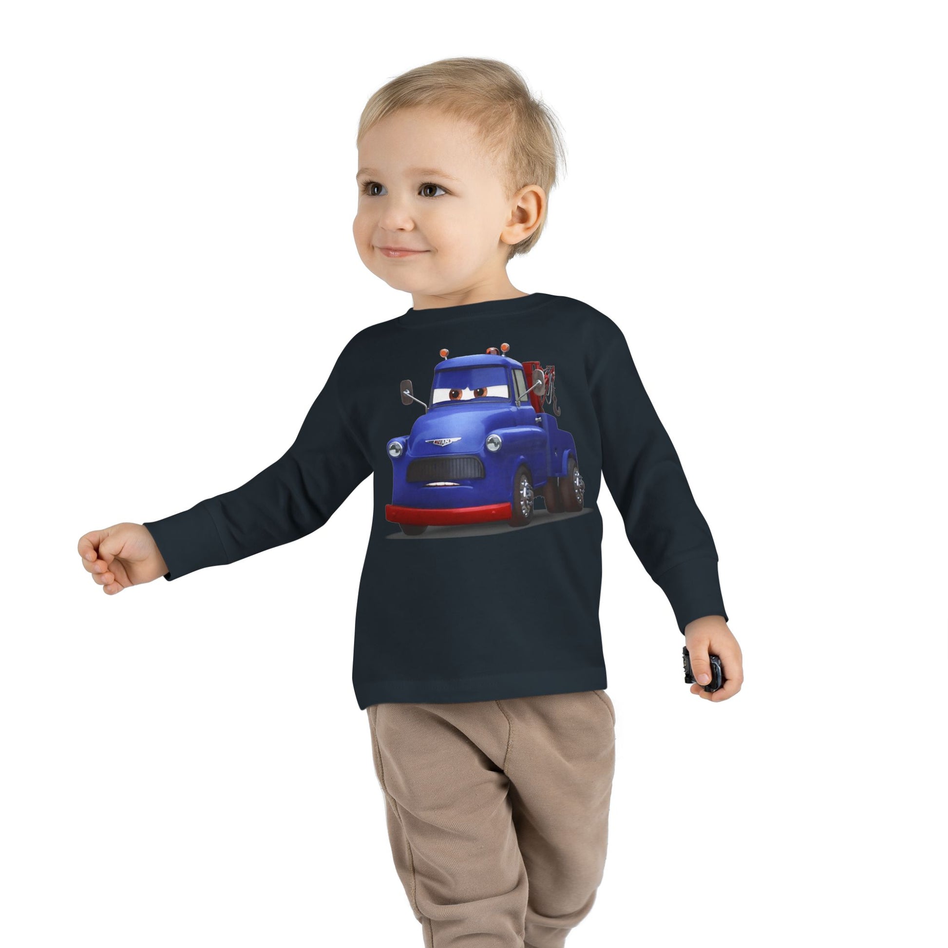 Toddler Long Sleeve Tee featuring a Fun Cartoon Truck
