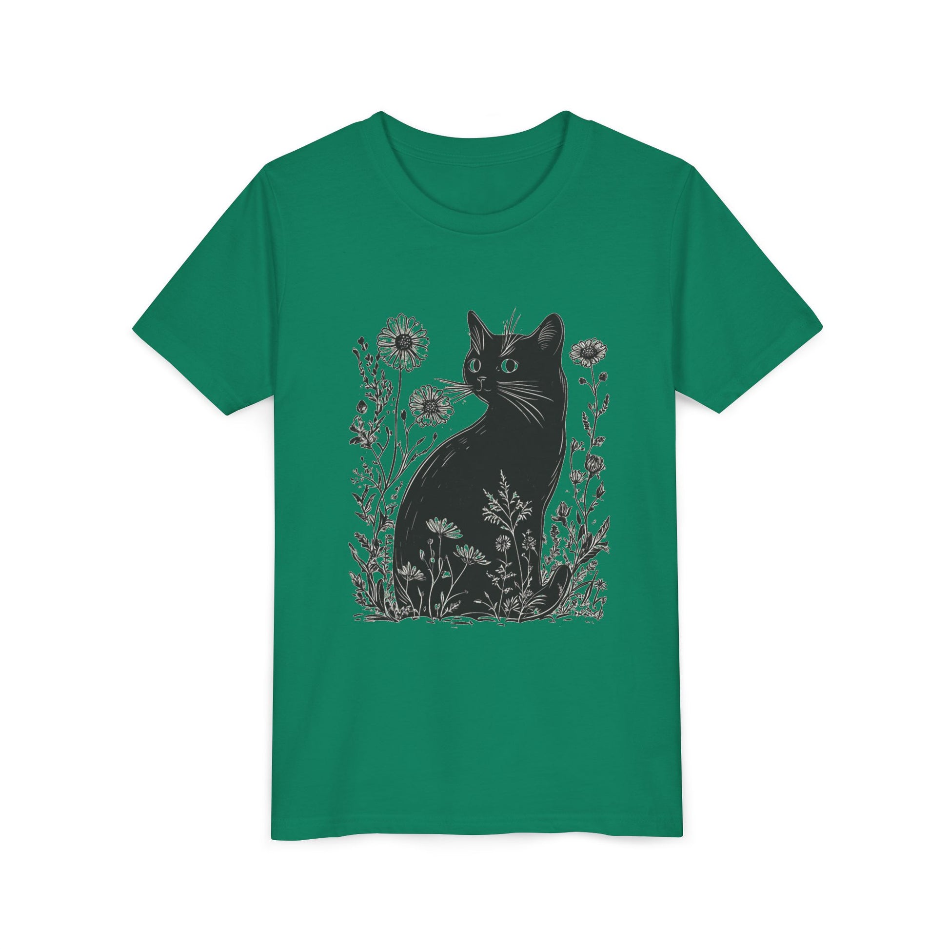 Black Cat Youth Tee, Cute Cat Graphic Shirt