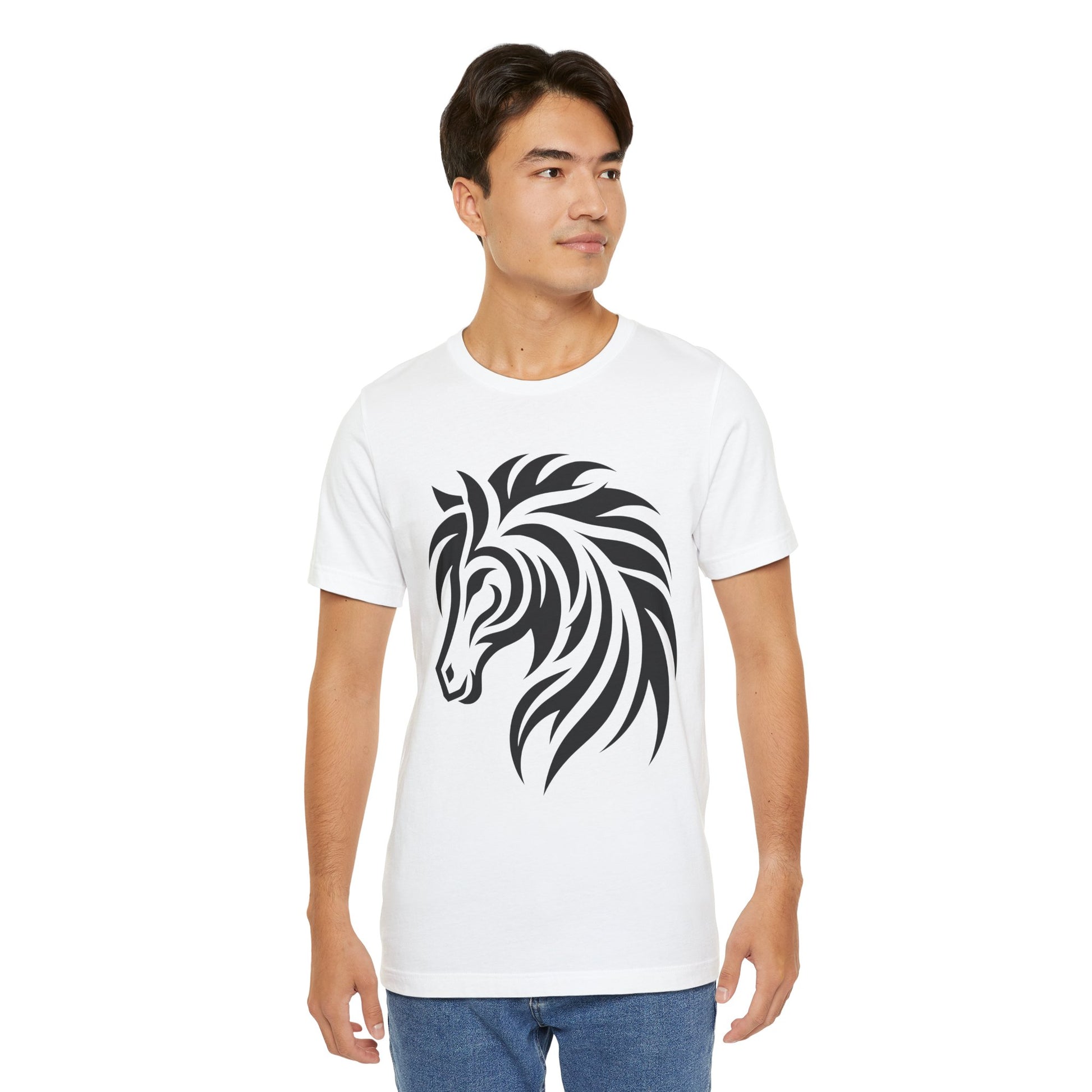 Tribal Horse Graphic Tee – Bold Mustang Silhouette on Hot Pink T-Shirt