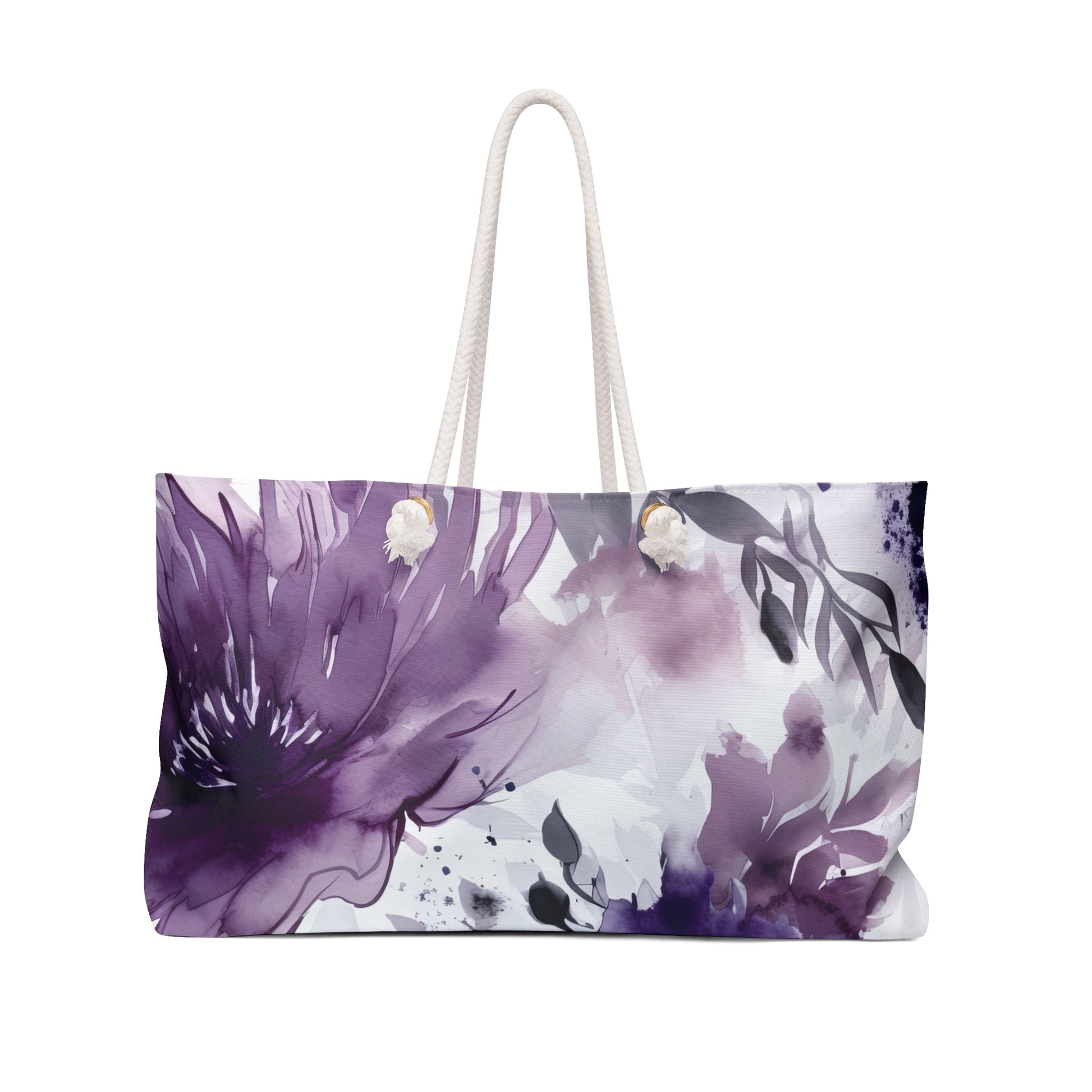 Purple and White Floral Weekender Bag
