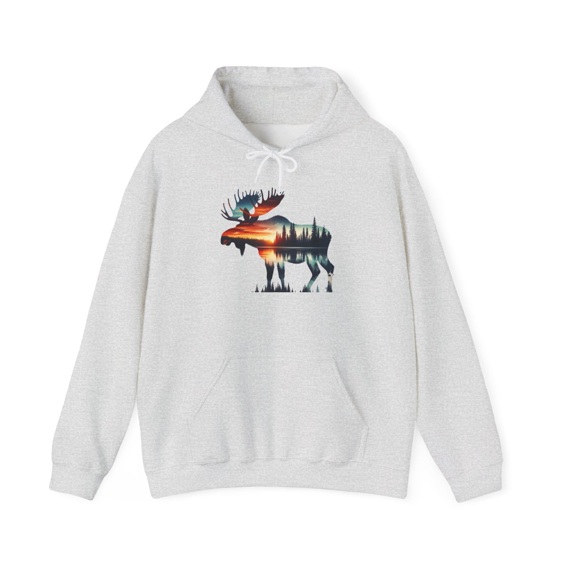 Sunset Wilderness Moose Hoodie – Nature’s Silhouette Adventure Wear