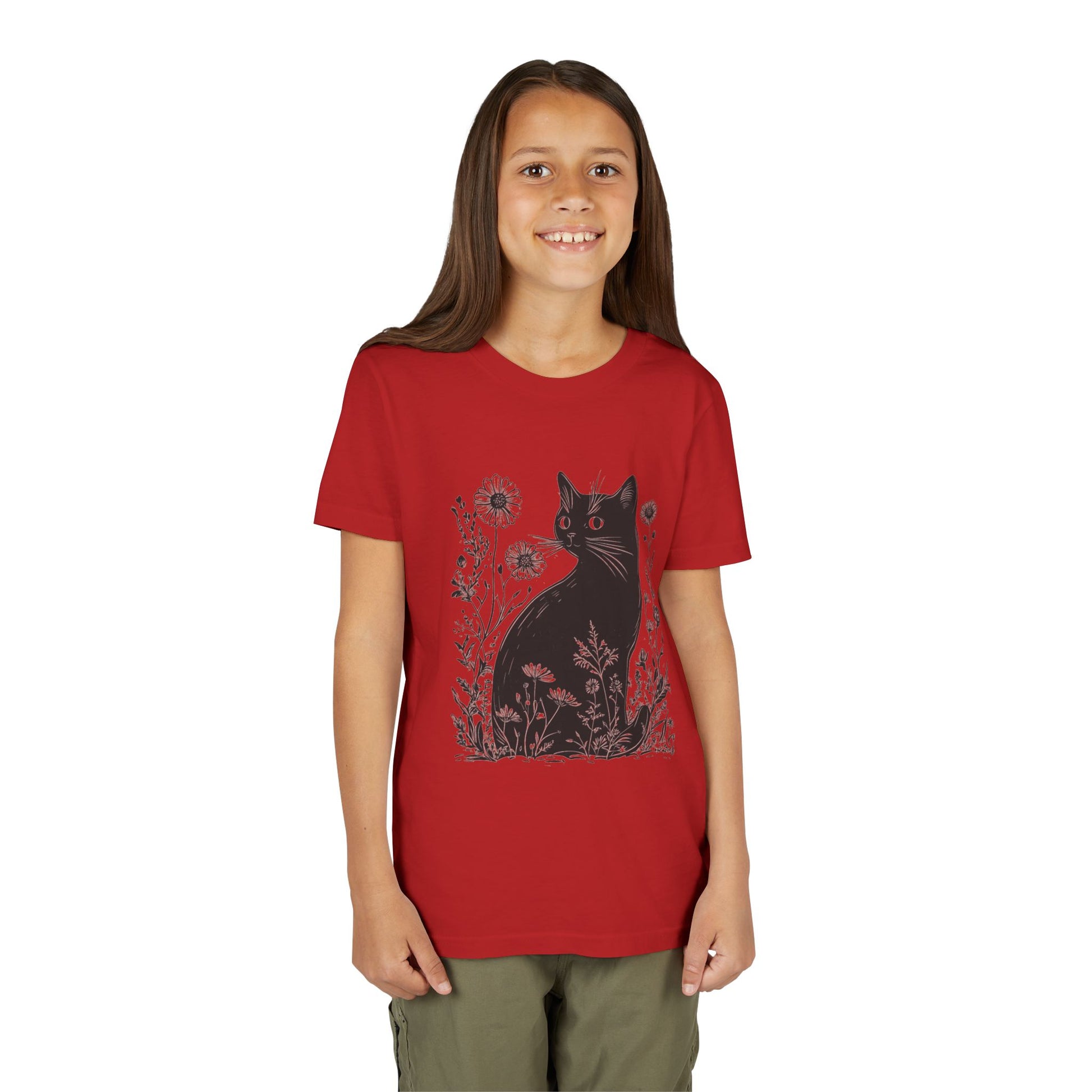 Black Cat Youth Tee, Cute Cat Graphic Shirt