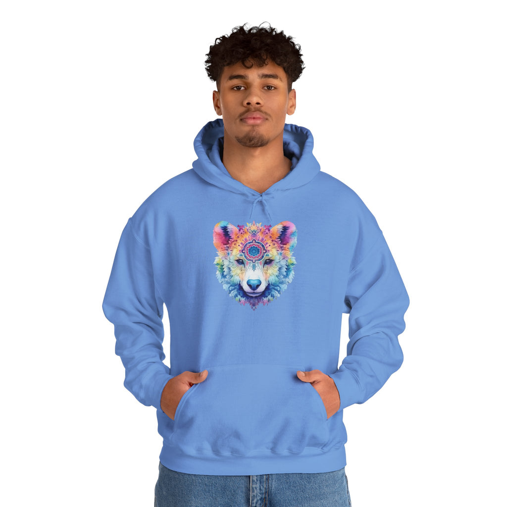 Mandala Bear Hoodie – Vibrant Watercolor Animal Art Sweatshirt for Bold, Free-Spirited Souls