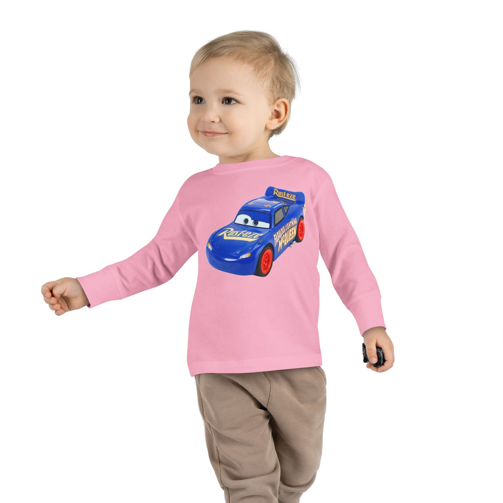Toddler Long Sleeve Tee with Race Car Design
