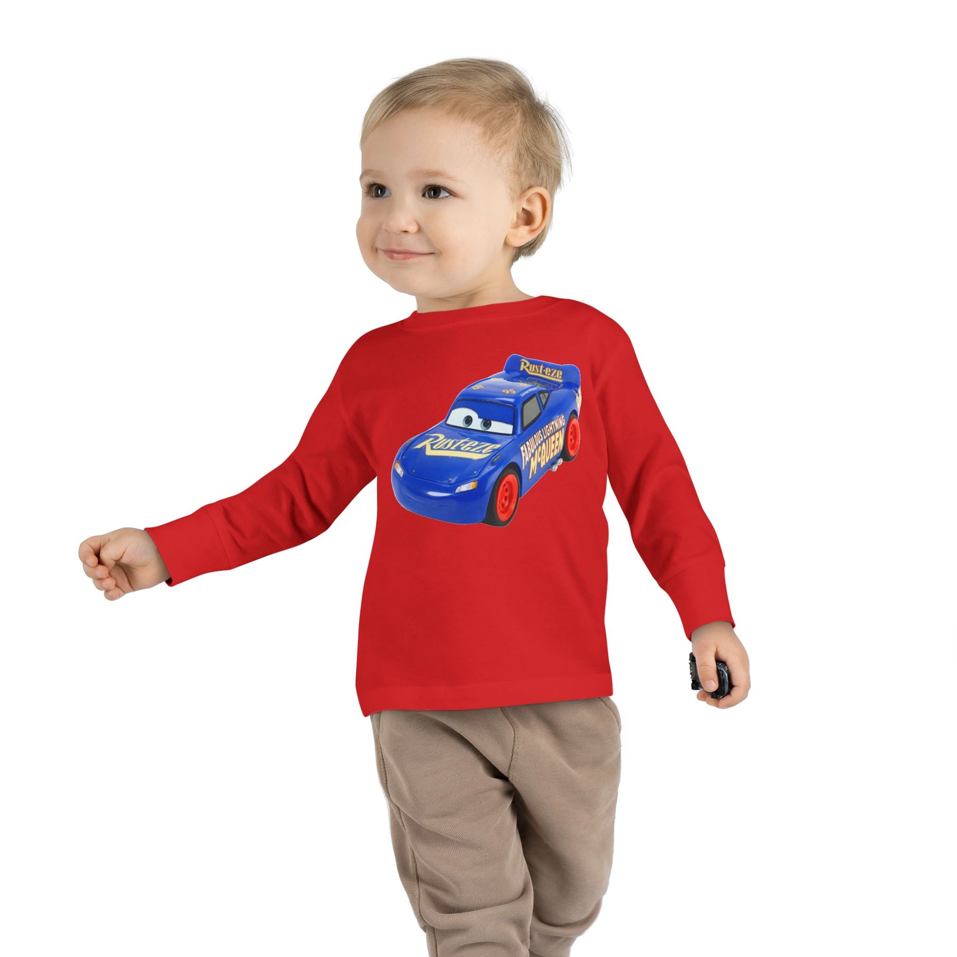 Toddler Long Sleeve Tee with Race Car Design