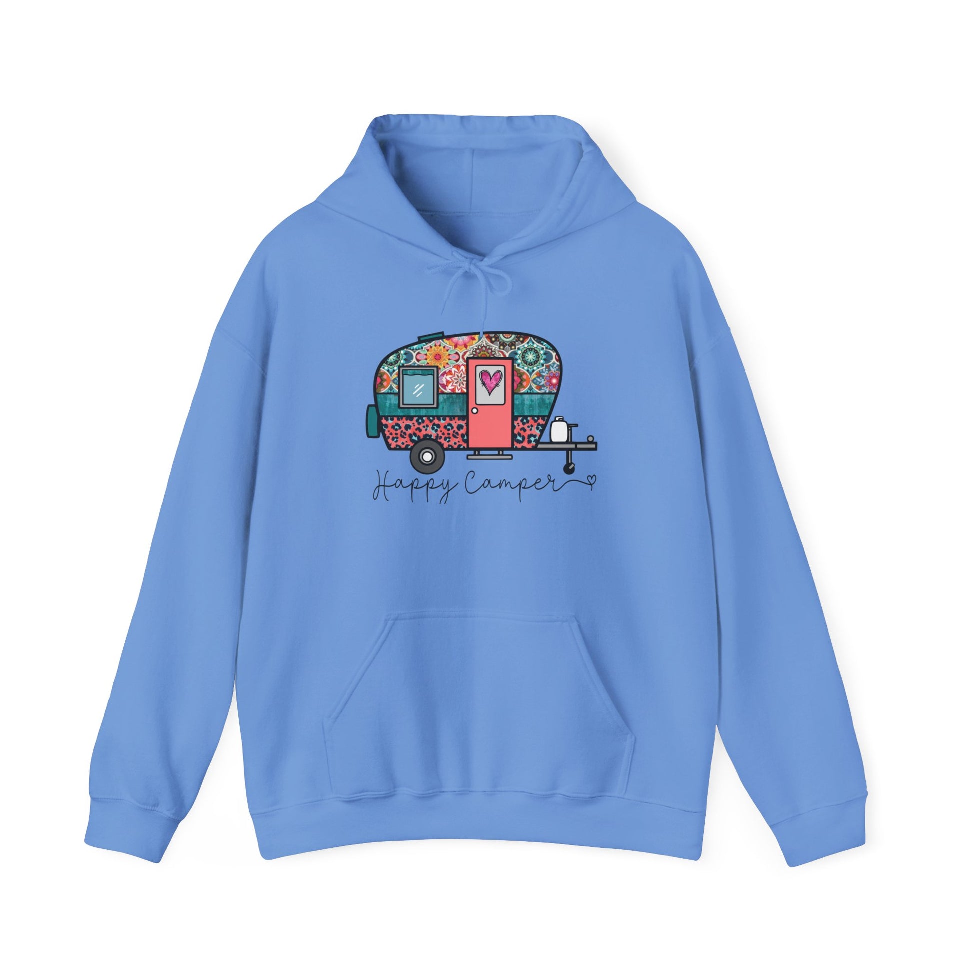 Happy Camper Hoodie – Colorful Vibes for Outdoor Lovers