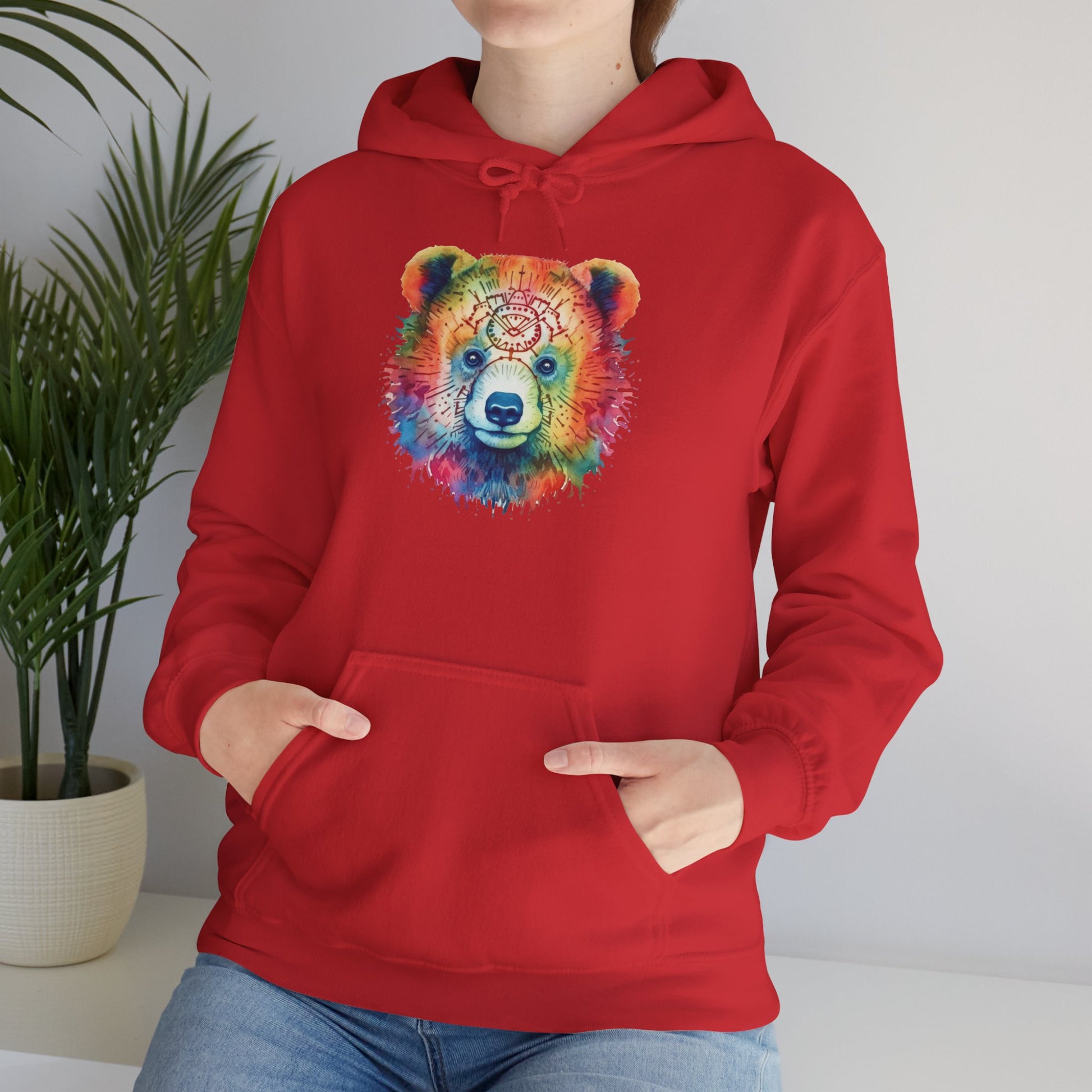 Psychedelic Bear Hoodie – Colorful Mandala Animal Sweatshirt for Artistic, Free-Spirited Style