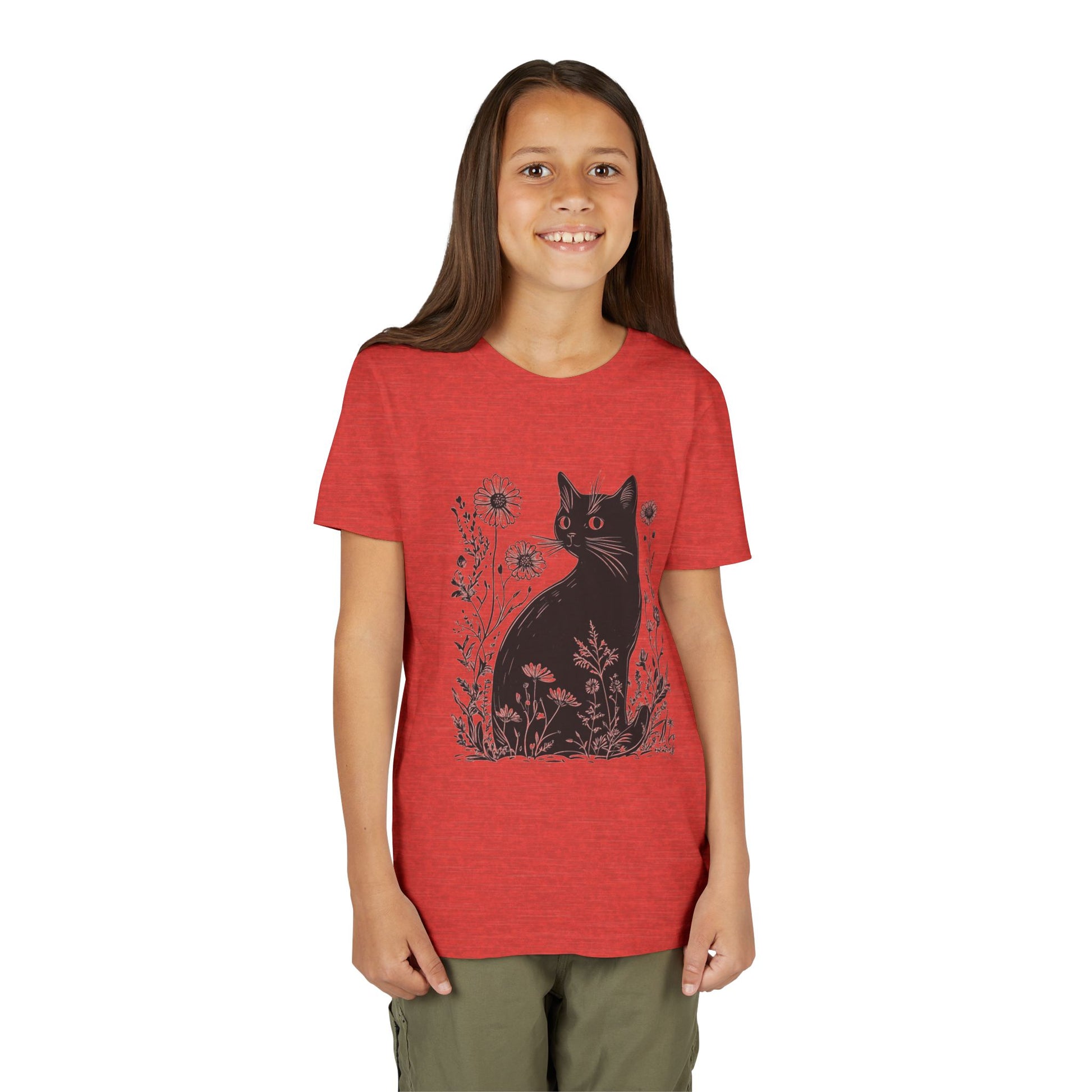 Black Cat Youth Tee, Cute Cat Graphic Shirt