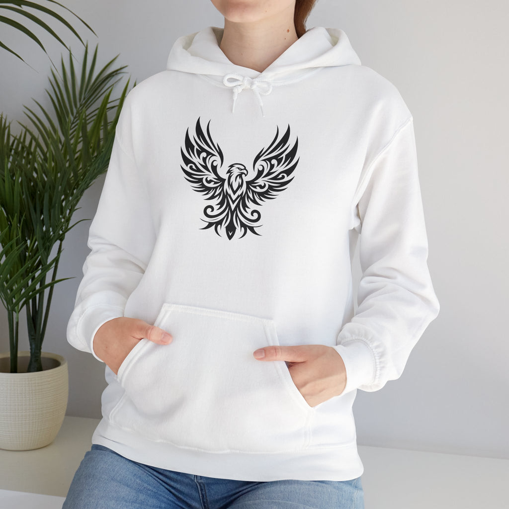 Tribal Phoenix Hoodie – Rise Boldly in Black and White Style