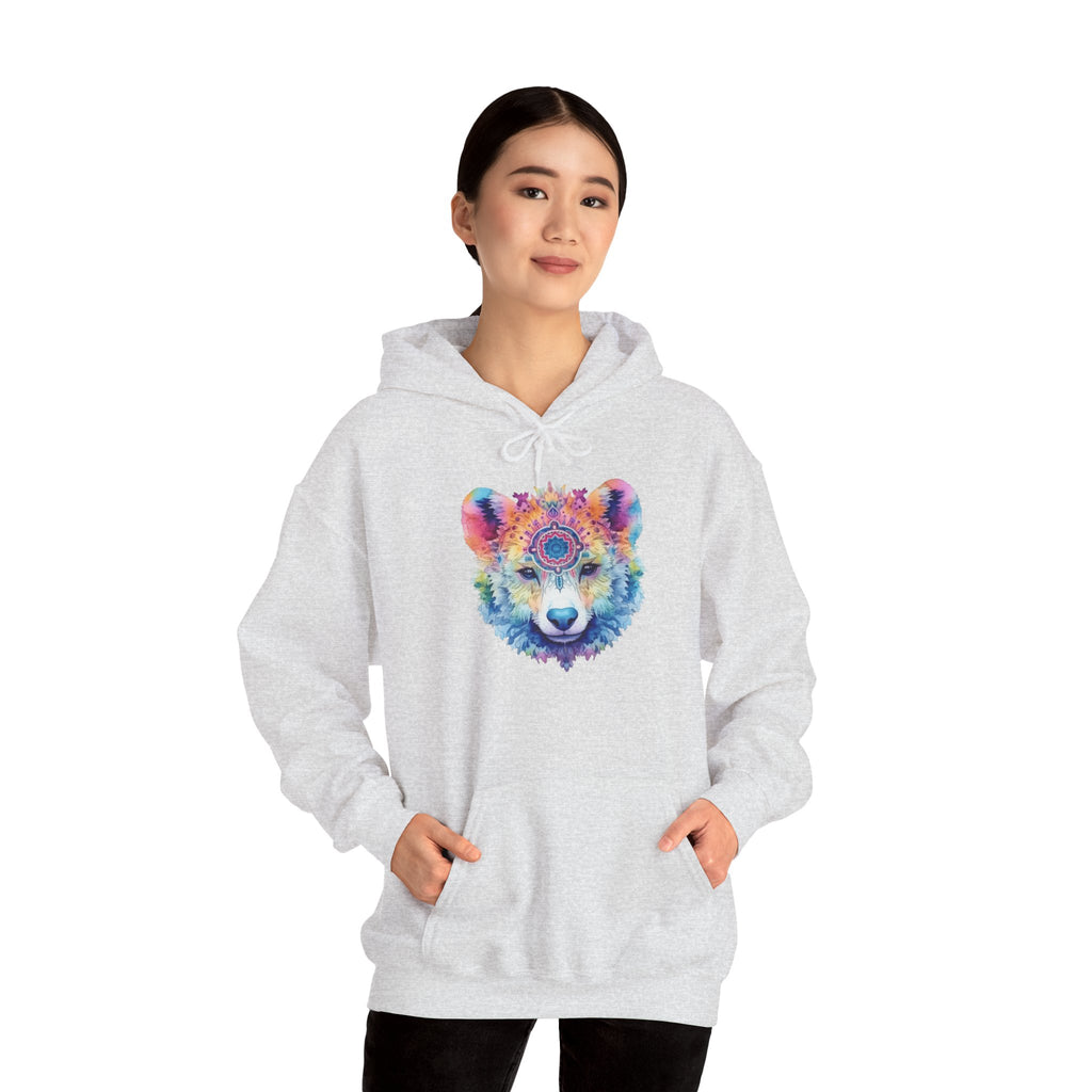 Mandala Bear Hoodie – Vibrant Watercolor Animal Art Sweatshirt for Bold, Free-Spirited Souls