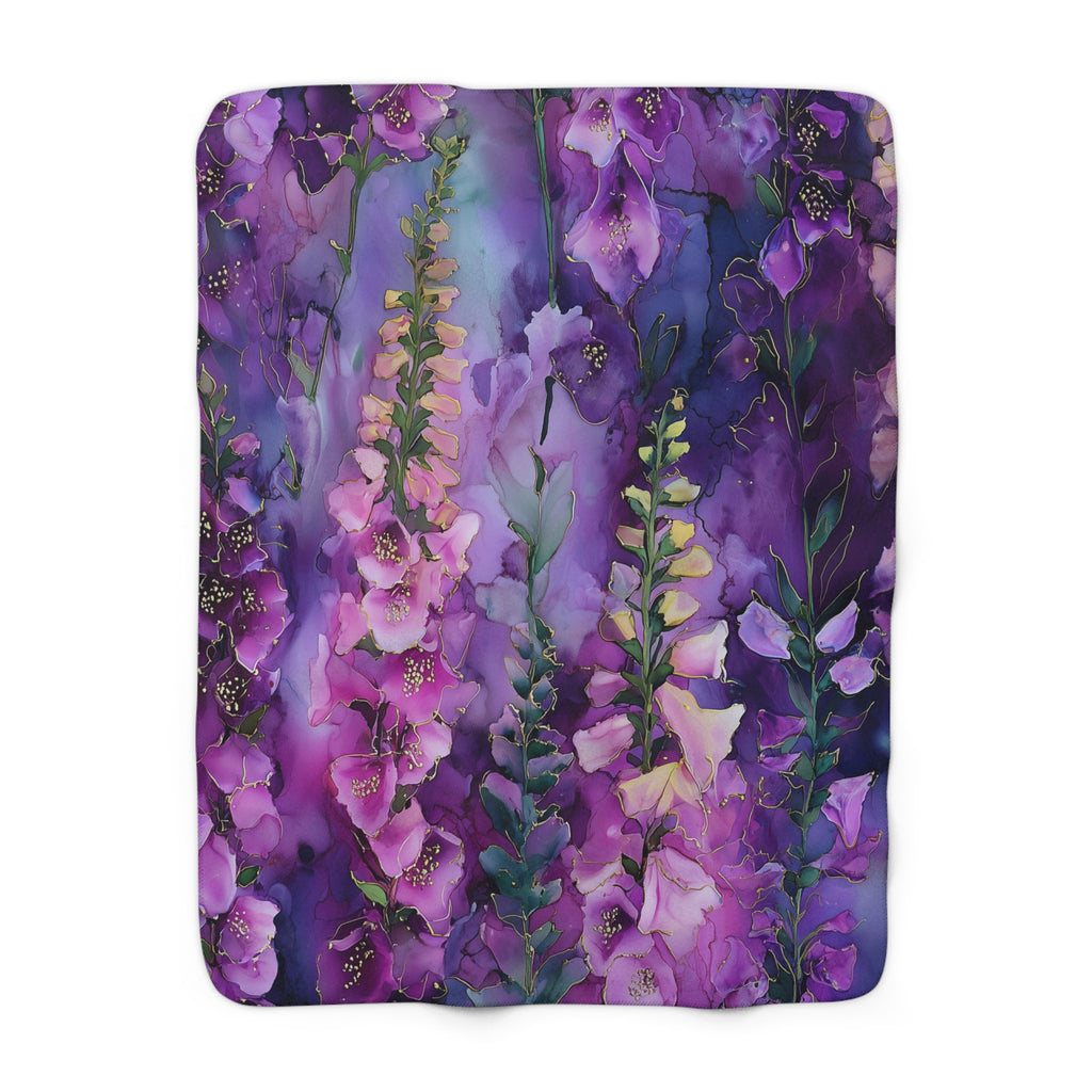 Violet Foxglove Sherpa Fleece Blanket