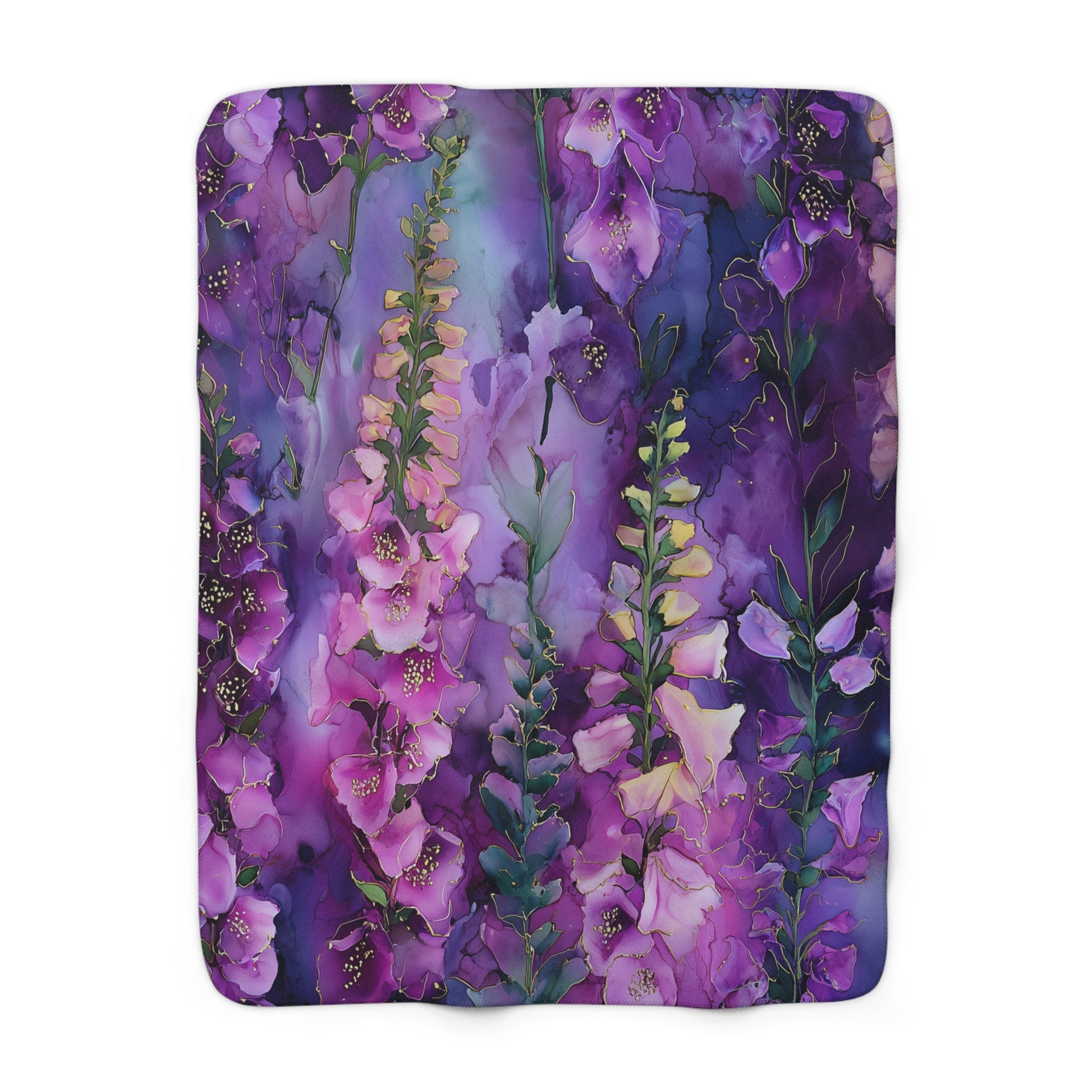 Violet Foxglove Sherpa Fleece Blanket