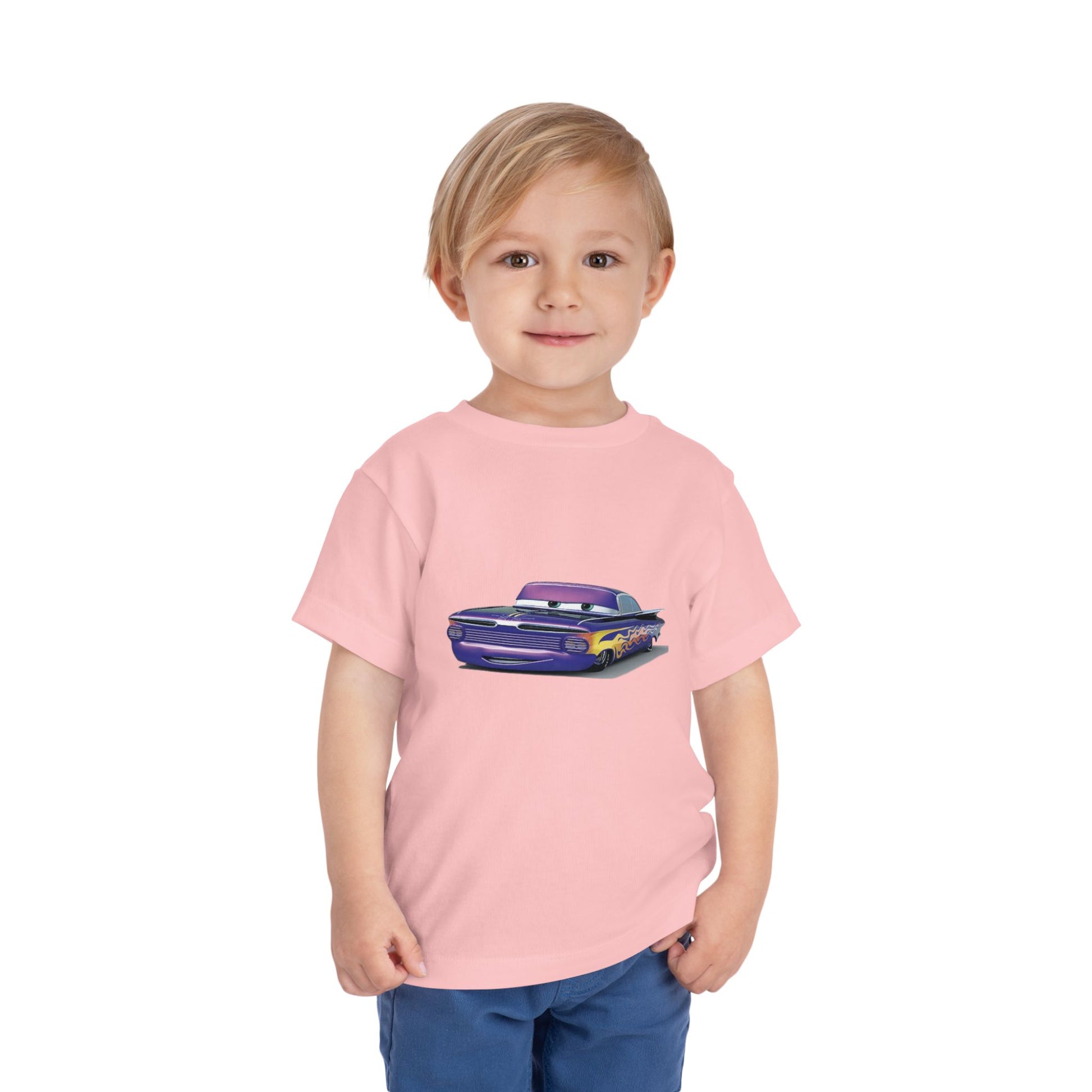 Toddler Short Sleeve Tee Featuring Fun Car Design