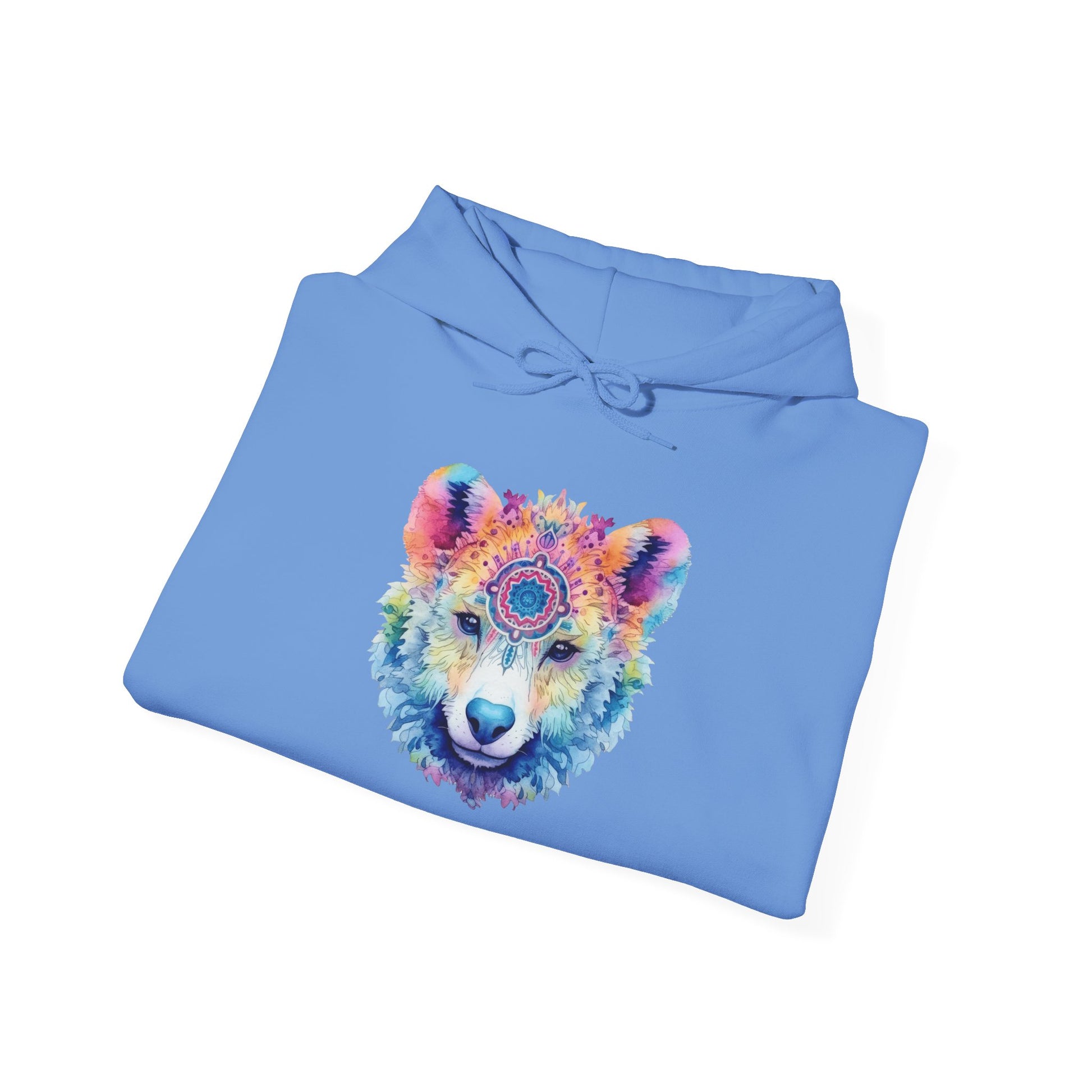 Mandala Bear Hoodie – Vibrant Watercolor Animal Art Sweatshirt for Bold, Free-Spirited Souls