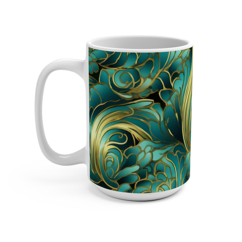 Emerald Gold Art Deco Mug for Coffee Lovers