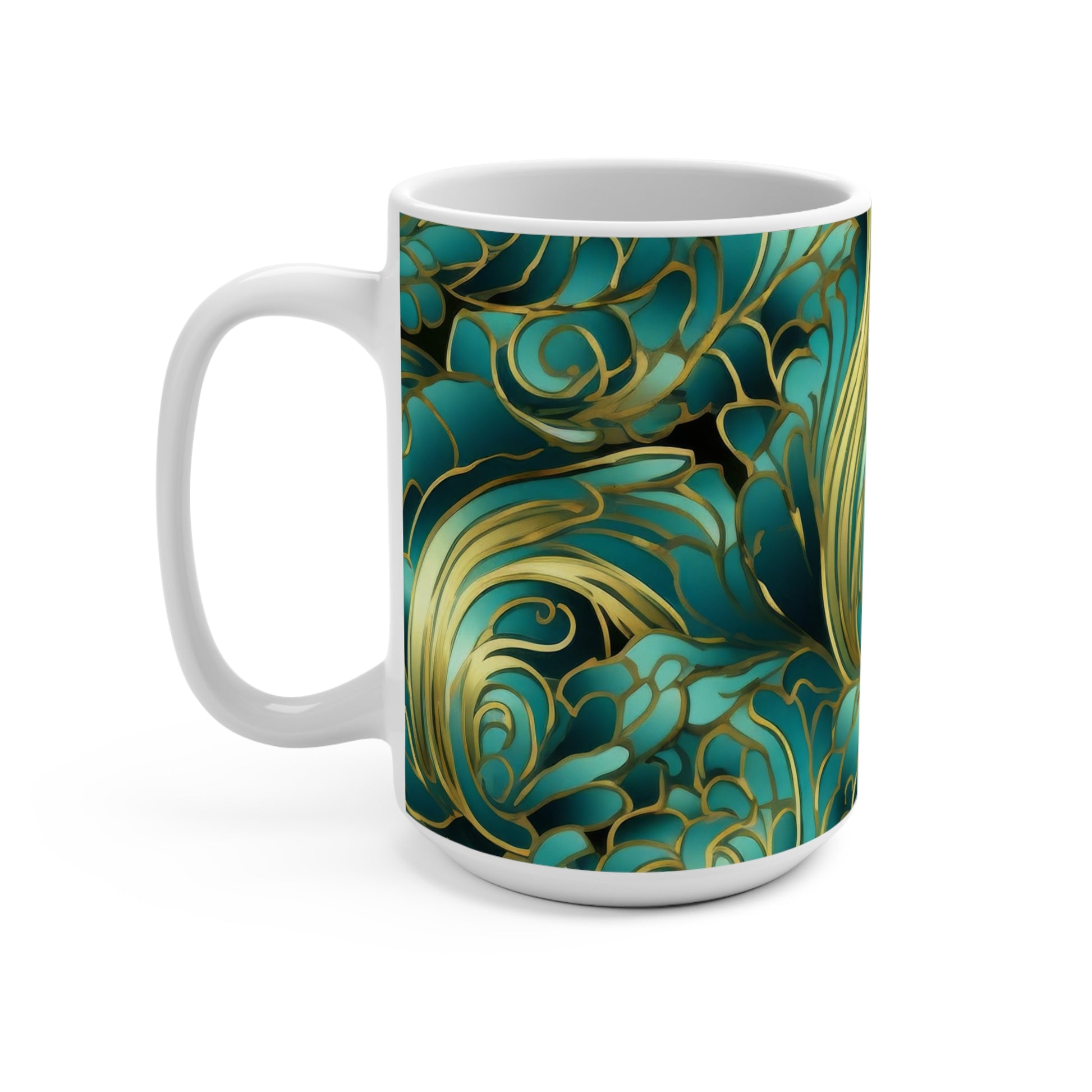 Emerald Gold Art Deco Mug for Coffee Lovers