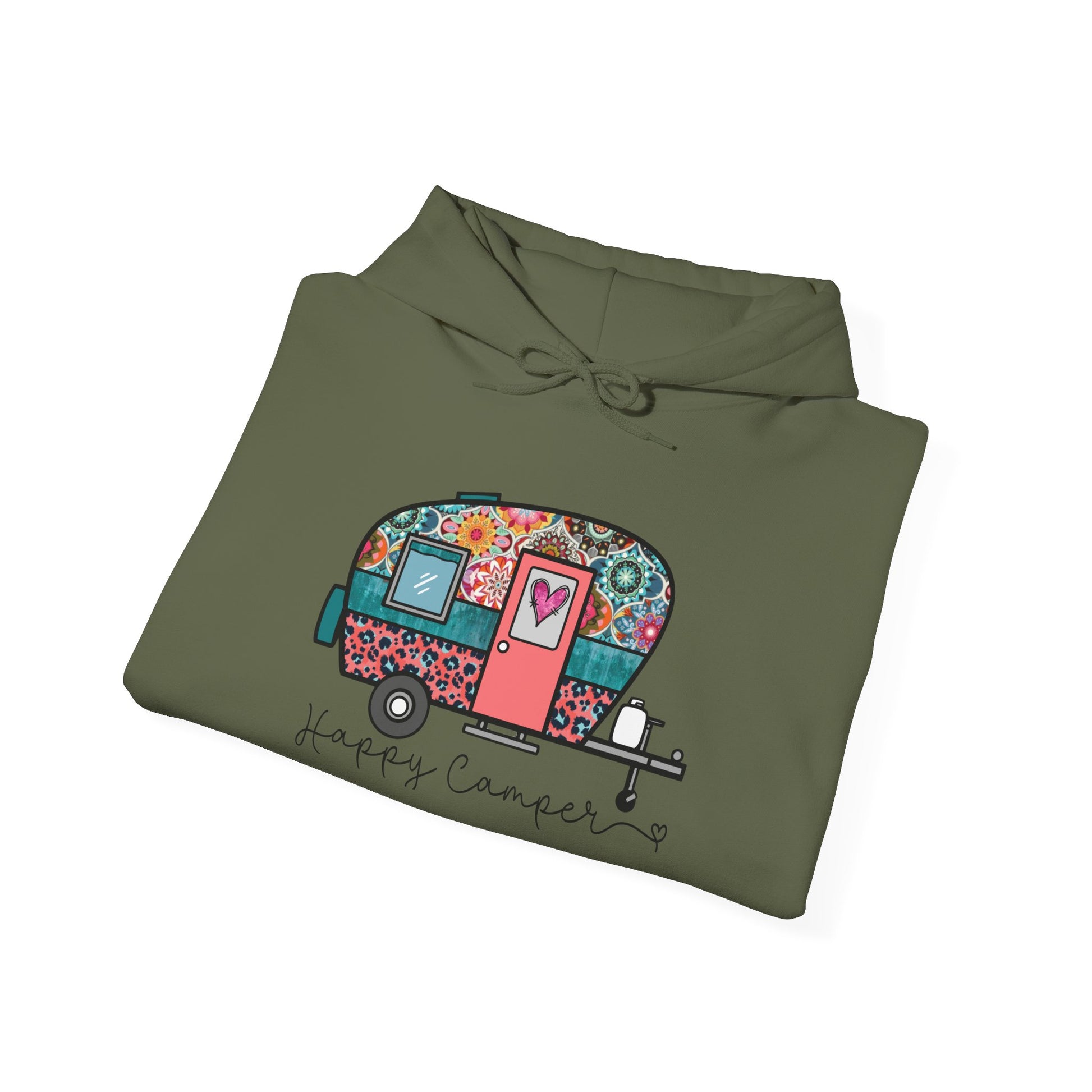 Happy Camper Hoodie – Colorful Vibes for Outdoor Lovers