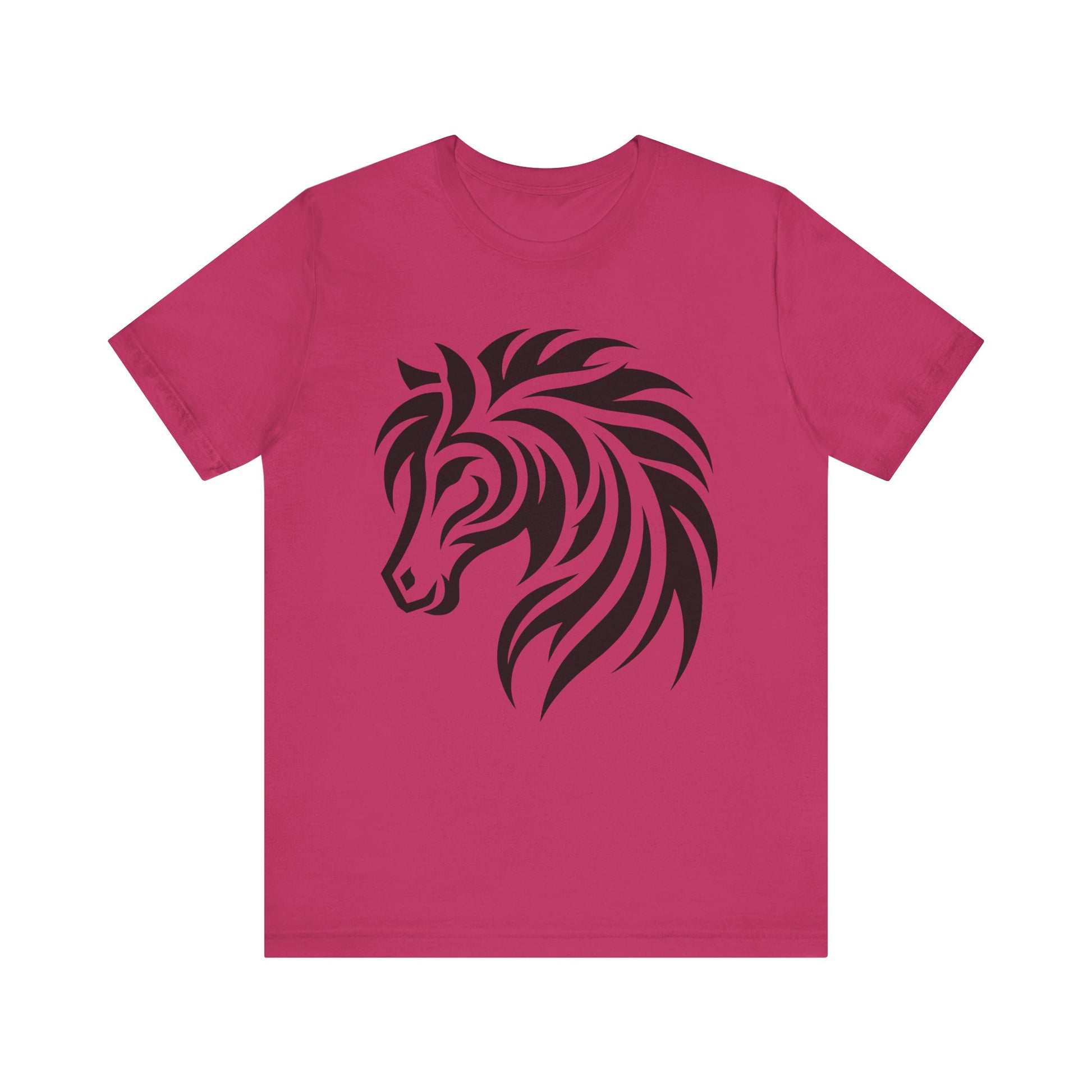 Tribal Horse Graphic Tee – Bold Mustang Silhouette on Hot Pink T-Shirt