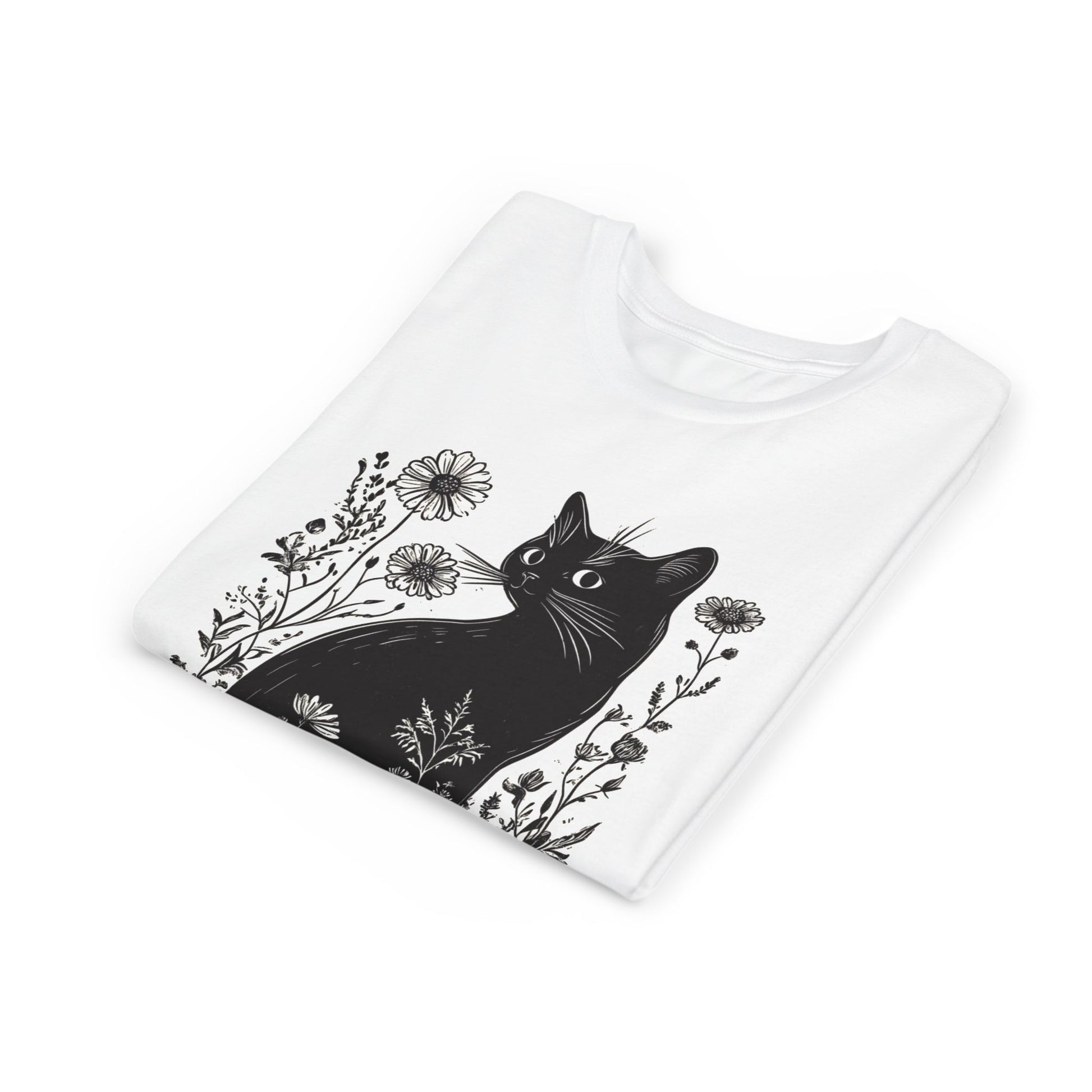Black Cat Youth Tee, Cute Cat Graphic Shirt
