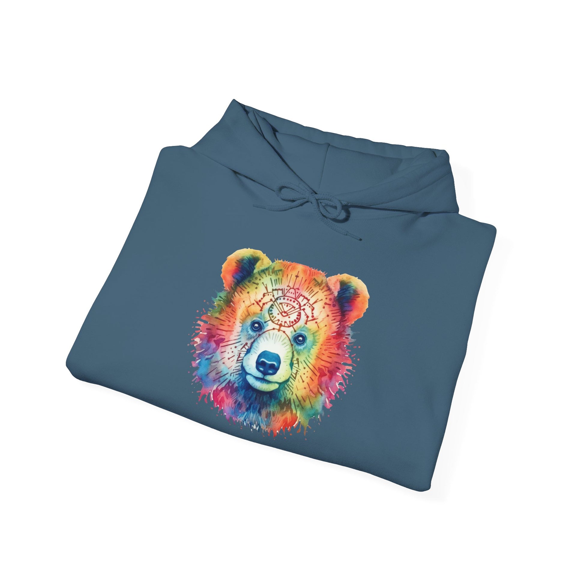 Psychedelic Bear Hoodie – Colorful Mandala Animal Sweatshirt for Artistic, Free-Spirited Style