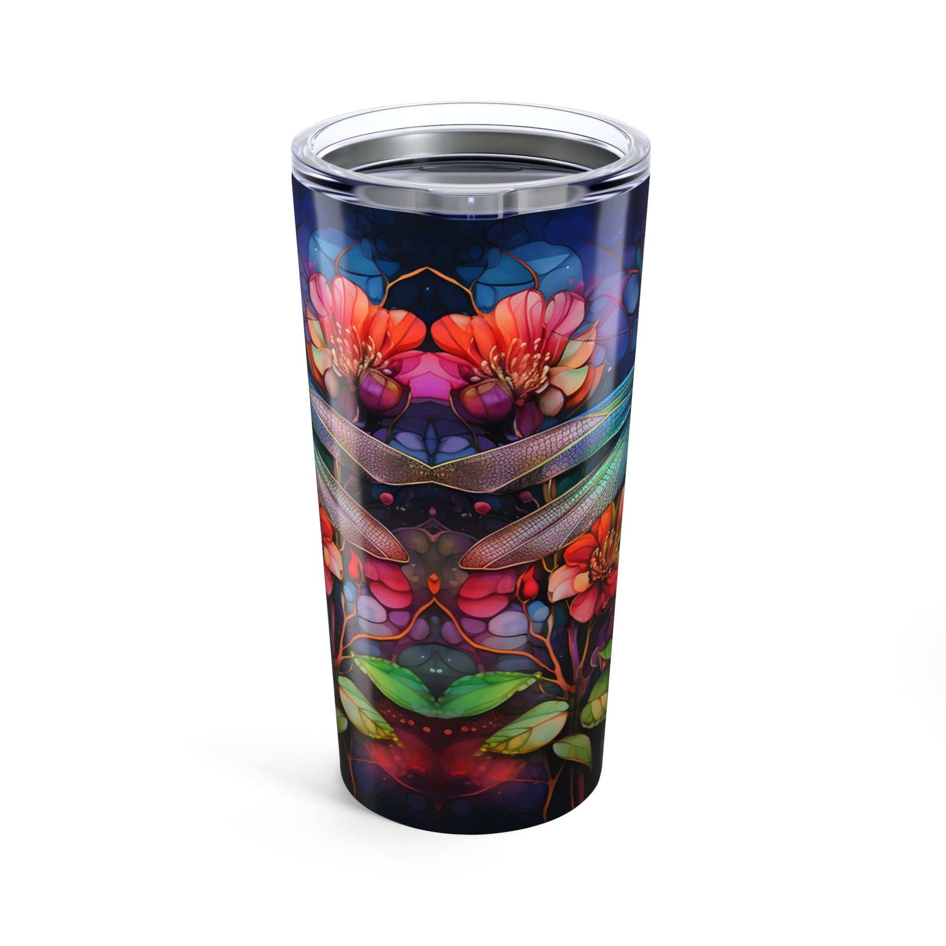 Vibrant Floral Dragon Fly Tumbler