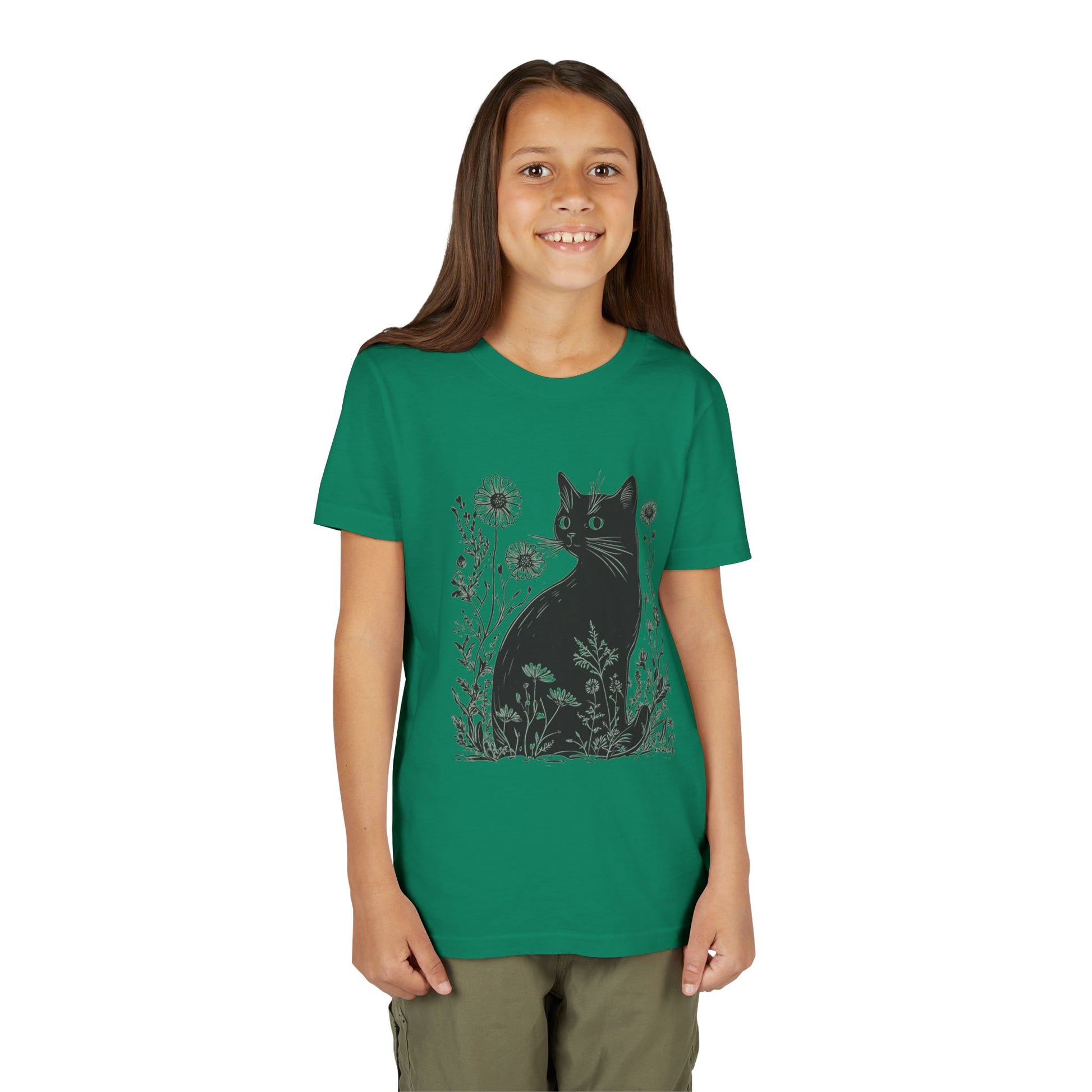 Black Cat Youth Tee, Cute Cat Graphic Shirt