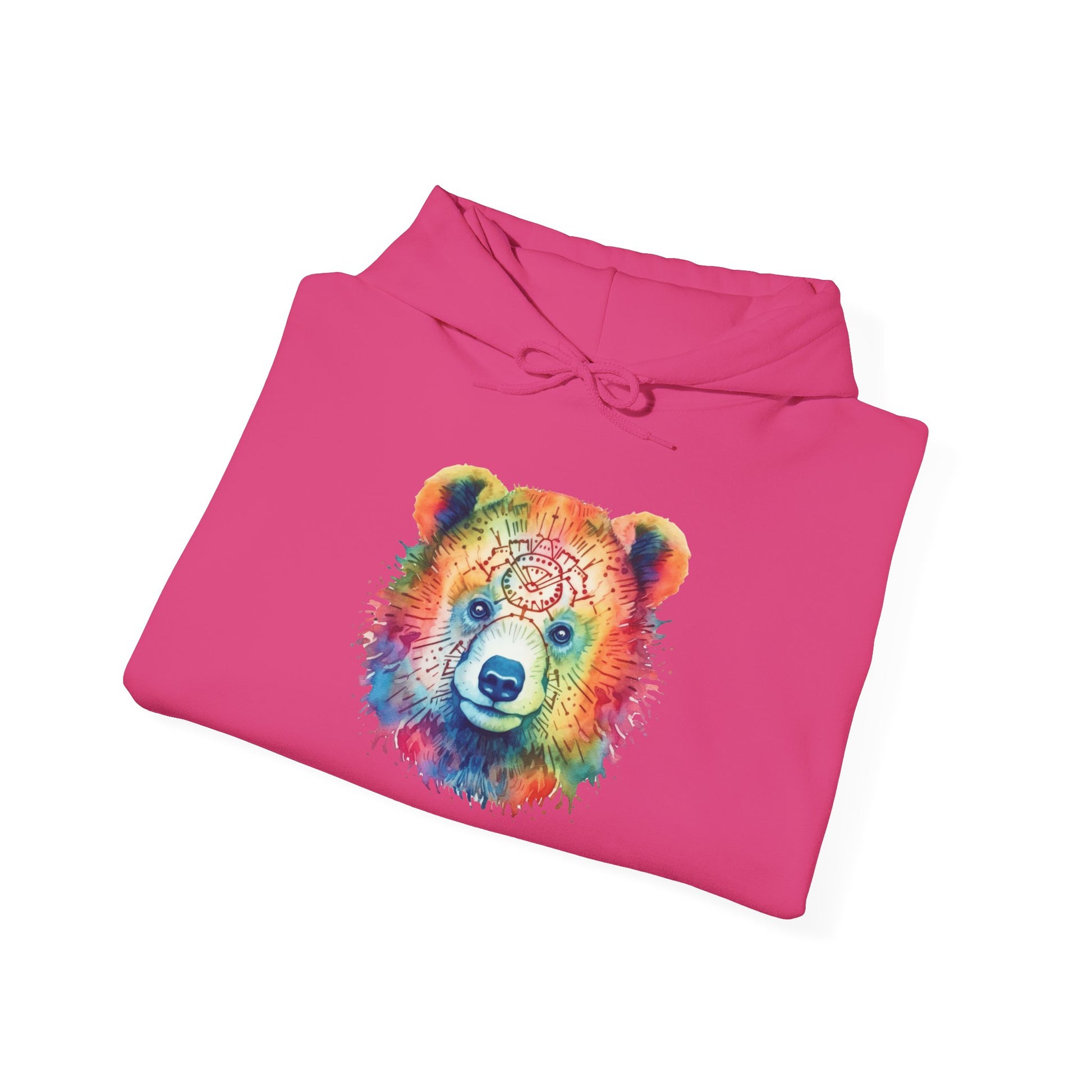 Psychedelic Bear Hoodie – Colorful Mandala Animal Sweatshirt for Artistic, Free-Spirited Style