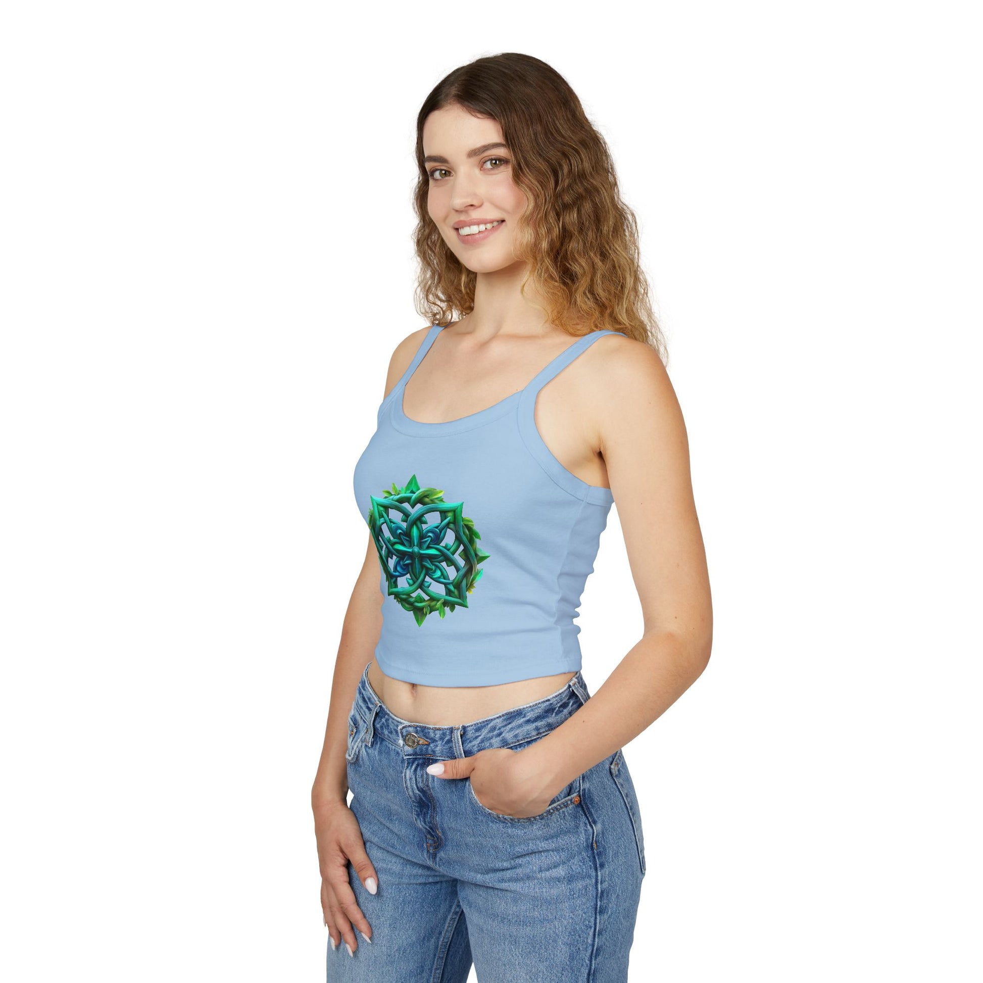 Crop Top Teal-Green Mandala