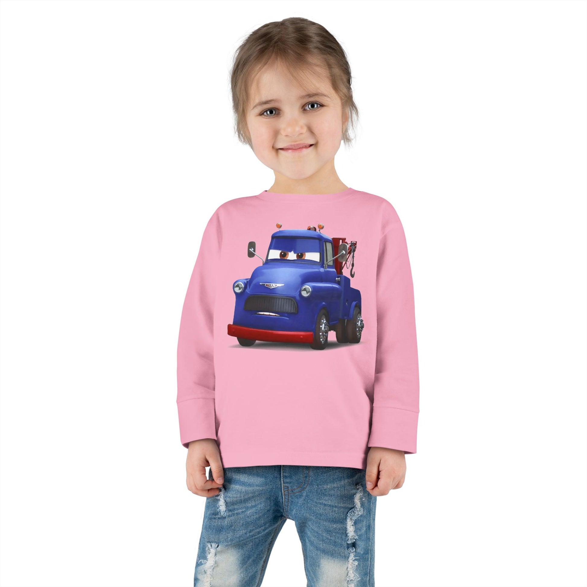 Toddler Long Sleeve Tee featuring a Fun Cartoon Truck