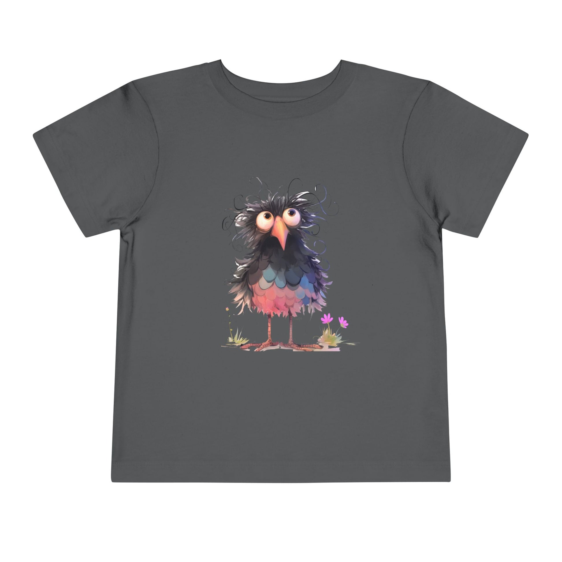 Whimsical Toddler Short Sleeve Tee with Adorable Cartoon Bird