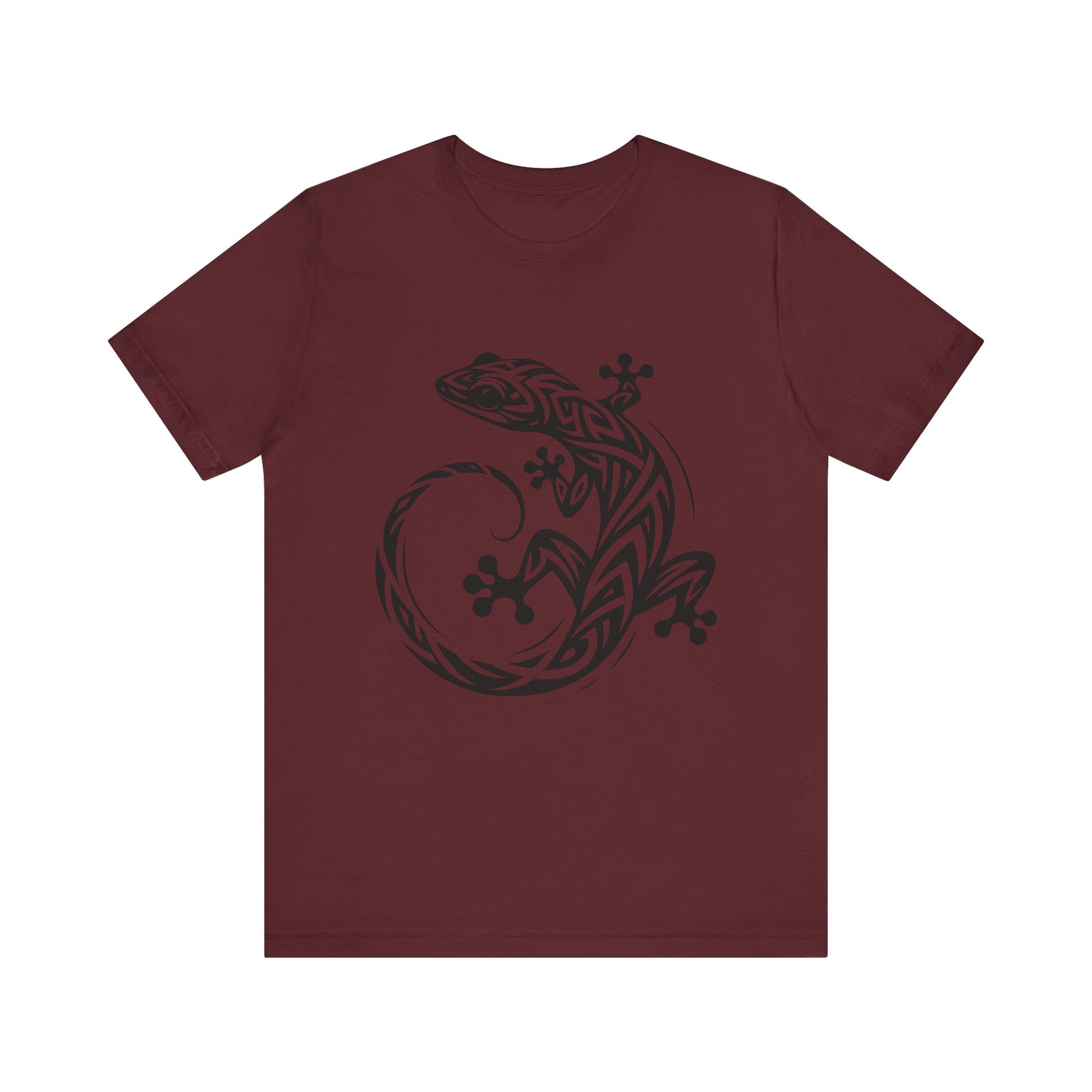 Tribal Gecko Tee – Bold Lizard Tattoo Art on Crisp White T-Shirt