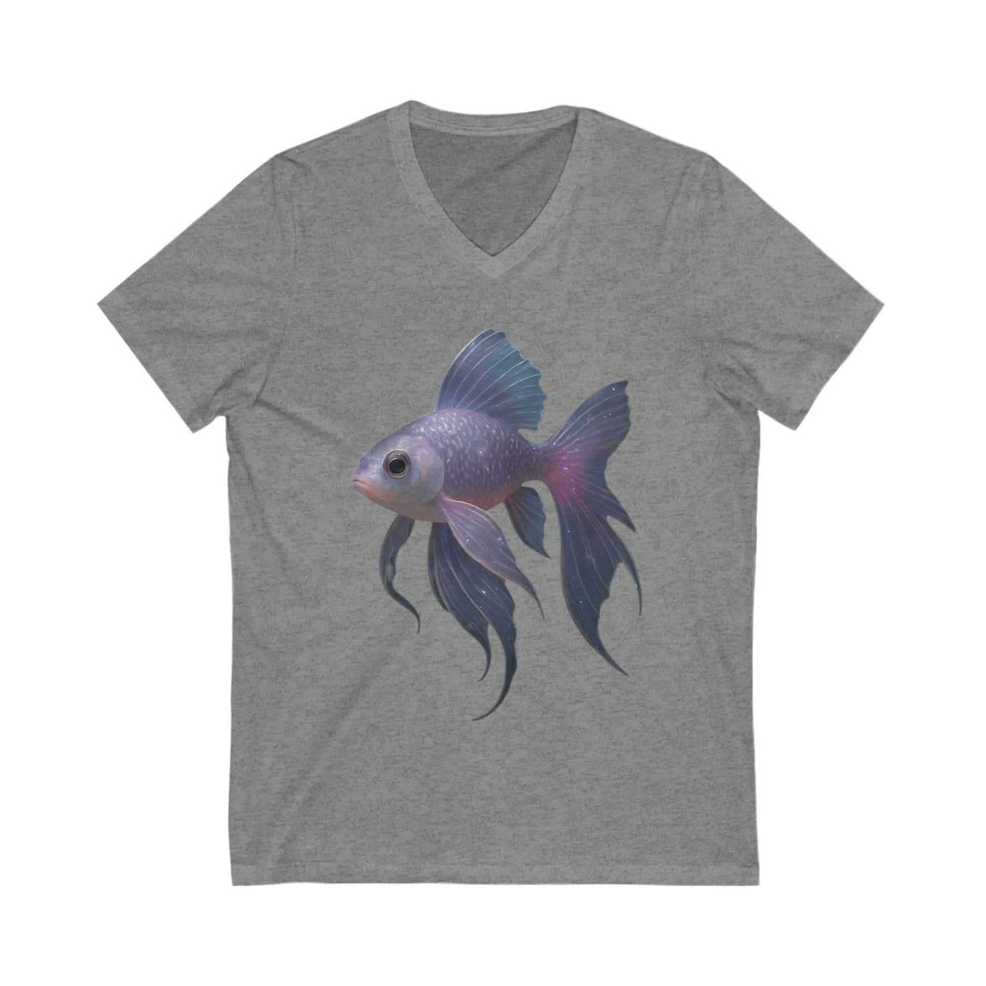 Magical Purple Blue Fish V-Neck Tee
