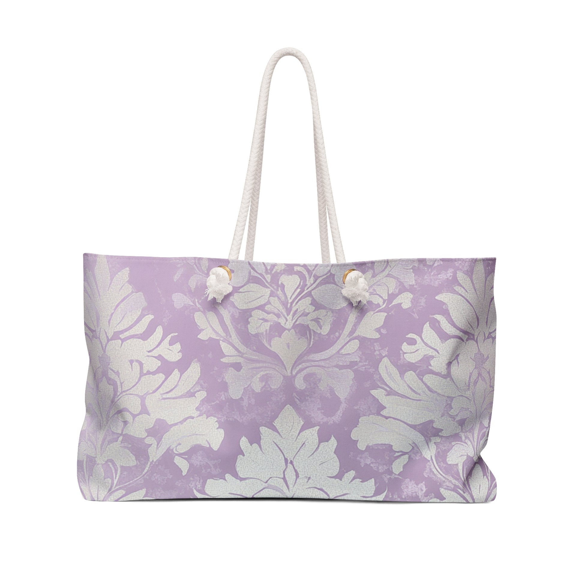 Lavender Damask Weekender Bag – Chic Vintage-Inspired Tote for Travel, Beach, or Everyday Style