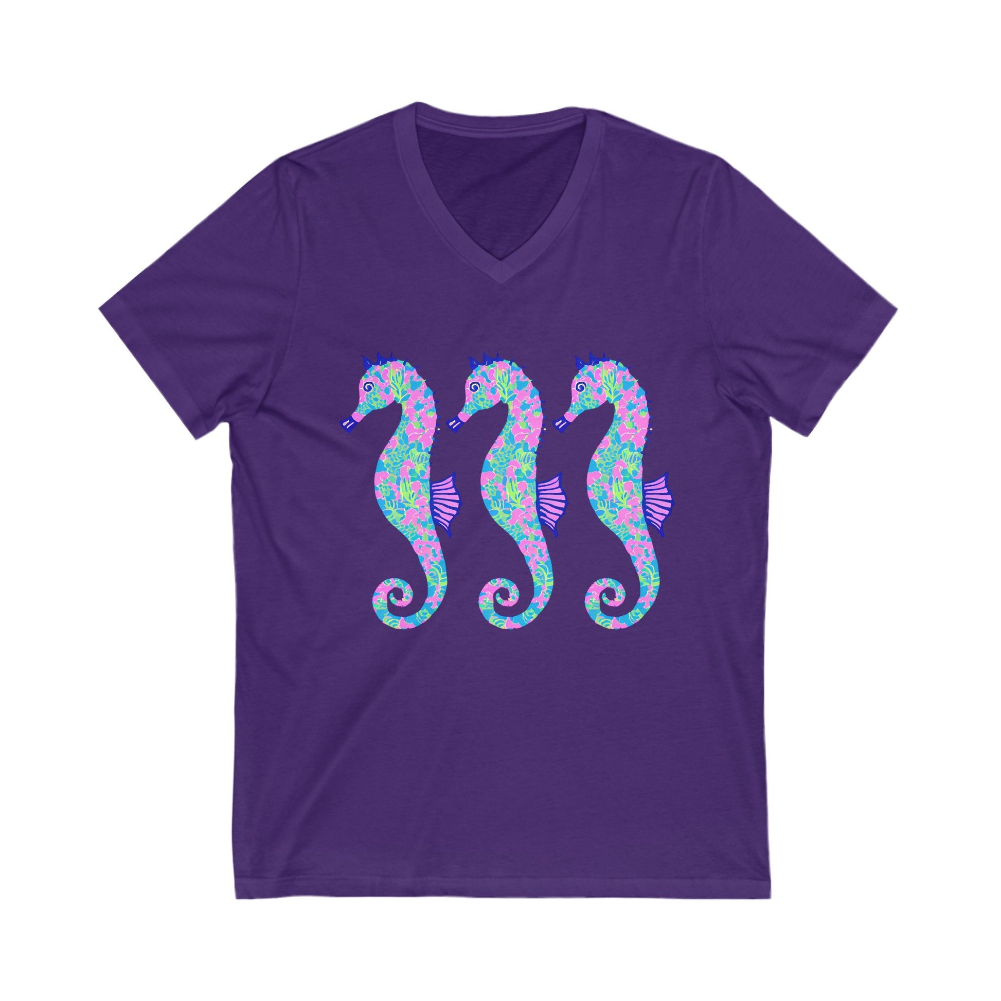 Playful Seahorses V-Neck