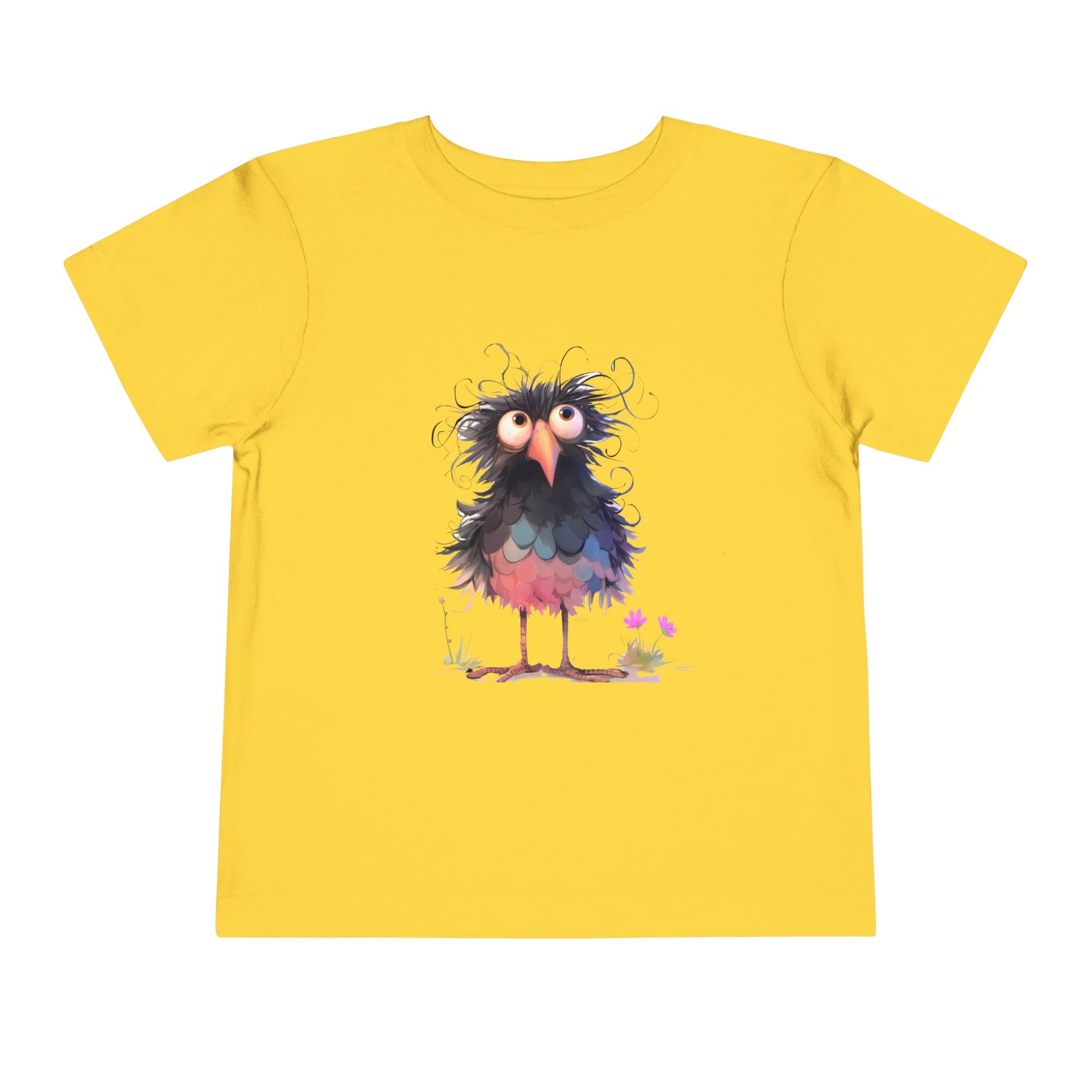 Whimsical Toddler Short Sleeve Tee with Adorable Cartoon Bird