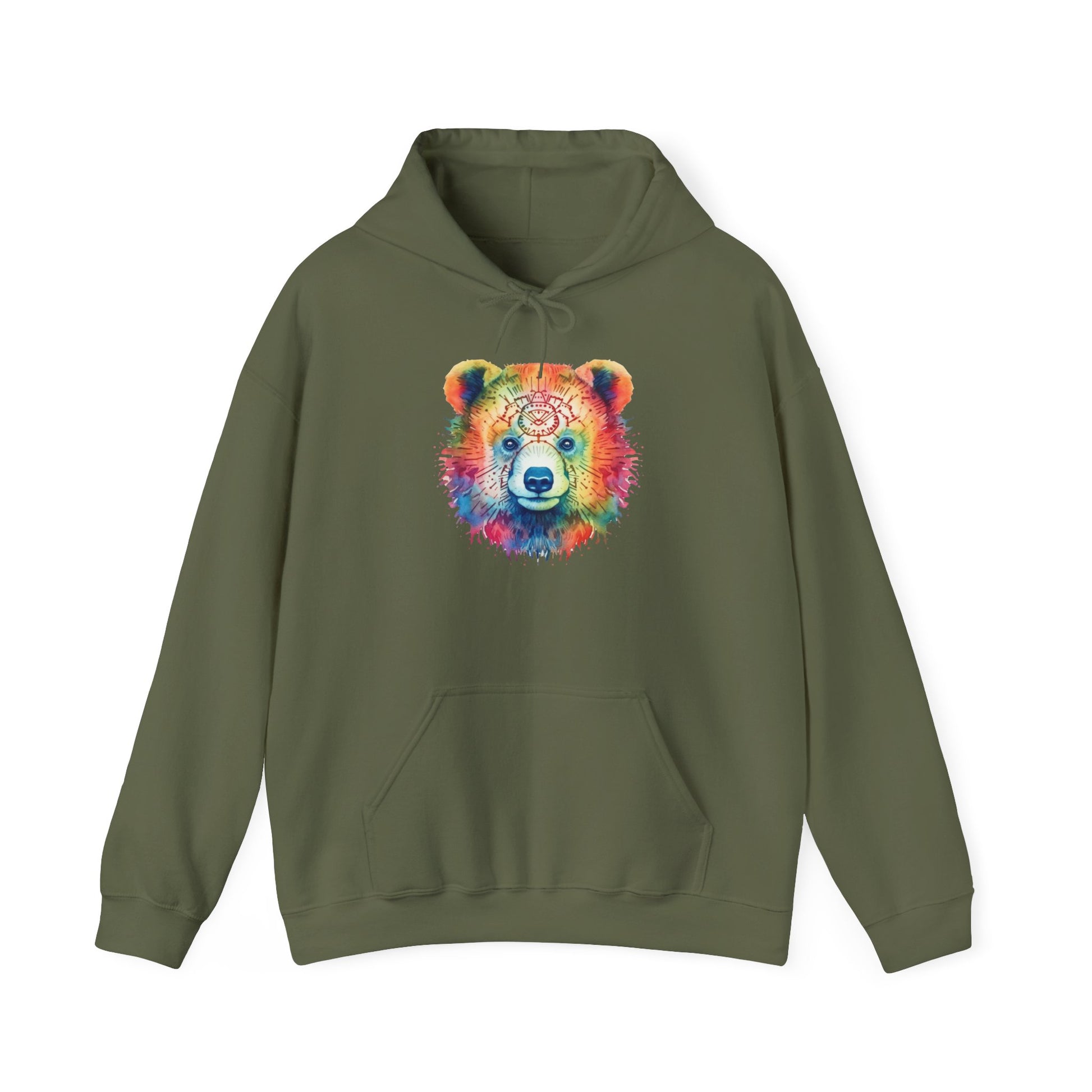 Psychedelic Bear Hoodie – Colorful Mandala Animal Sweatshirt for Artistic, Free-Spirited Style
