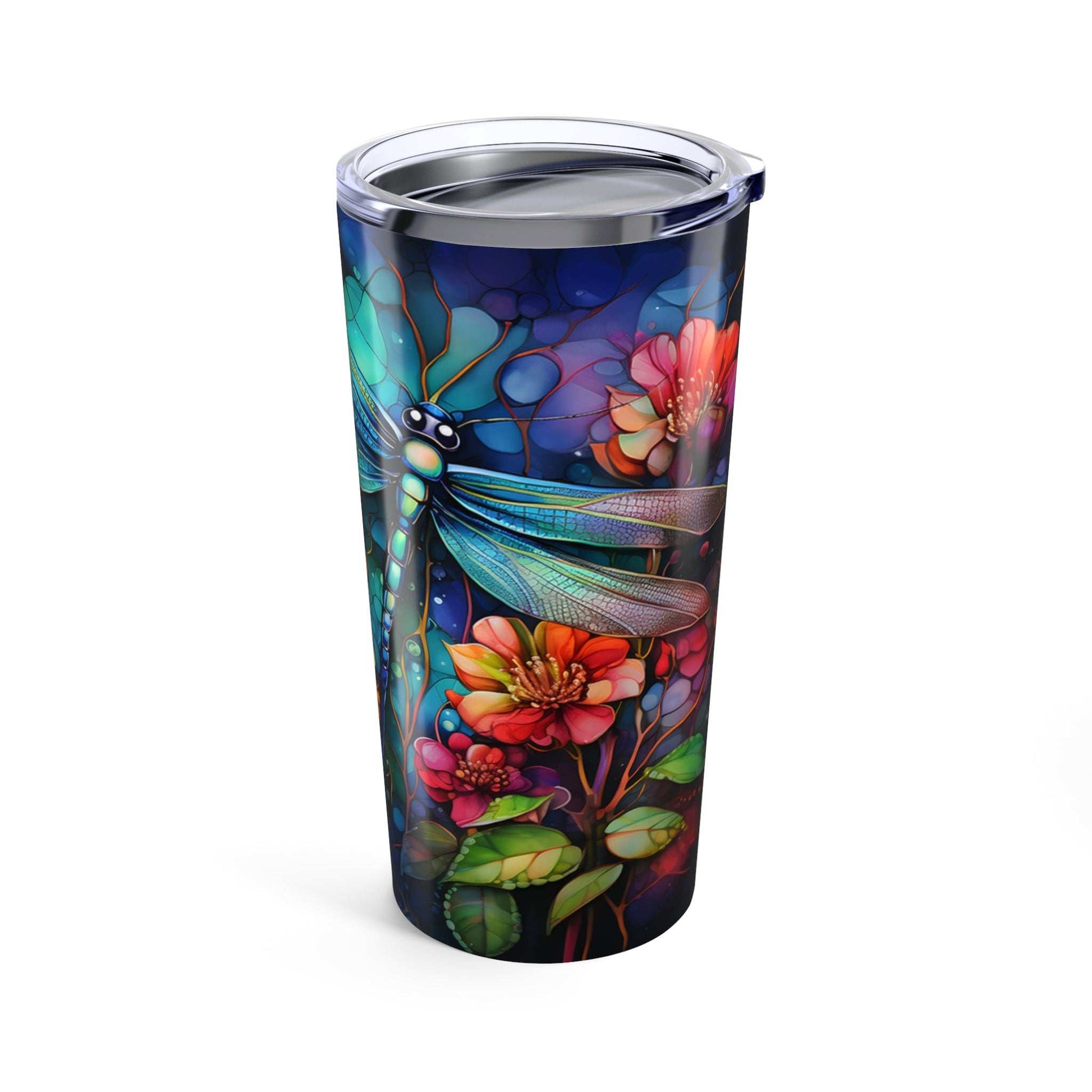 Vibrant Floral Dragon Fly Tumbler