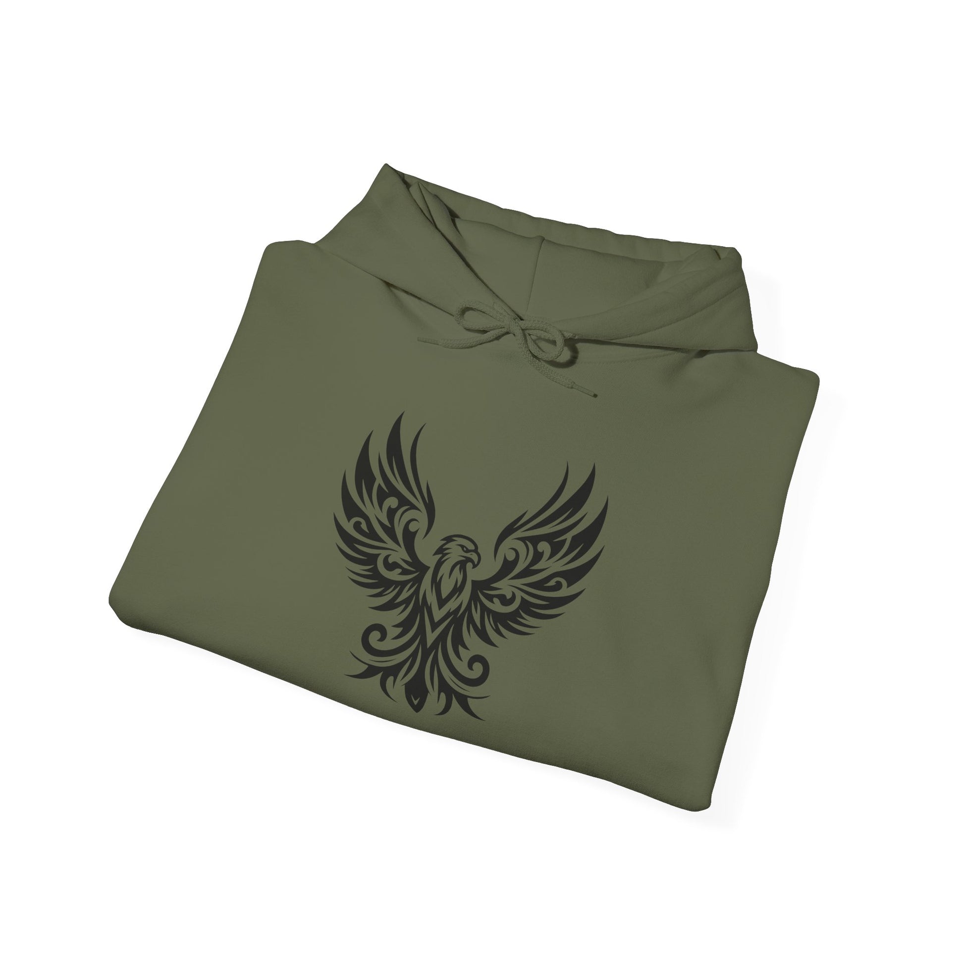 Tribal Phoenix Hoodie – Rise Boldly in Black and White Style
