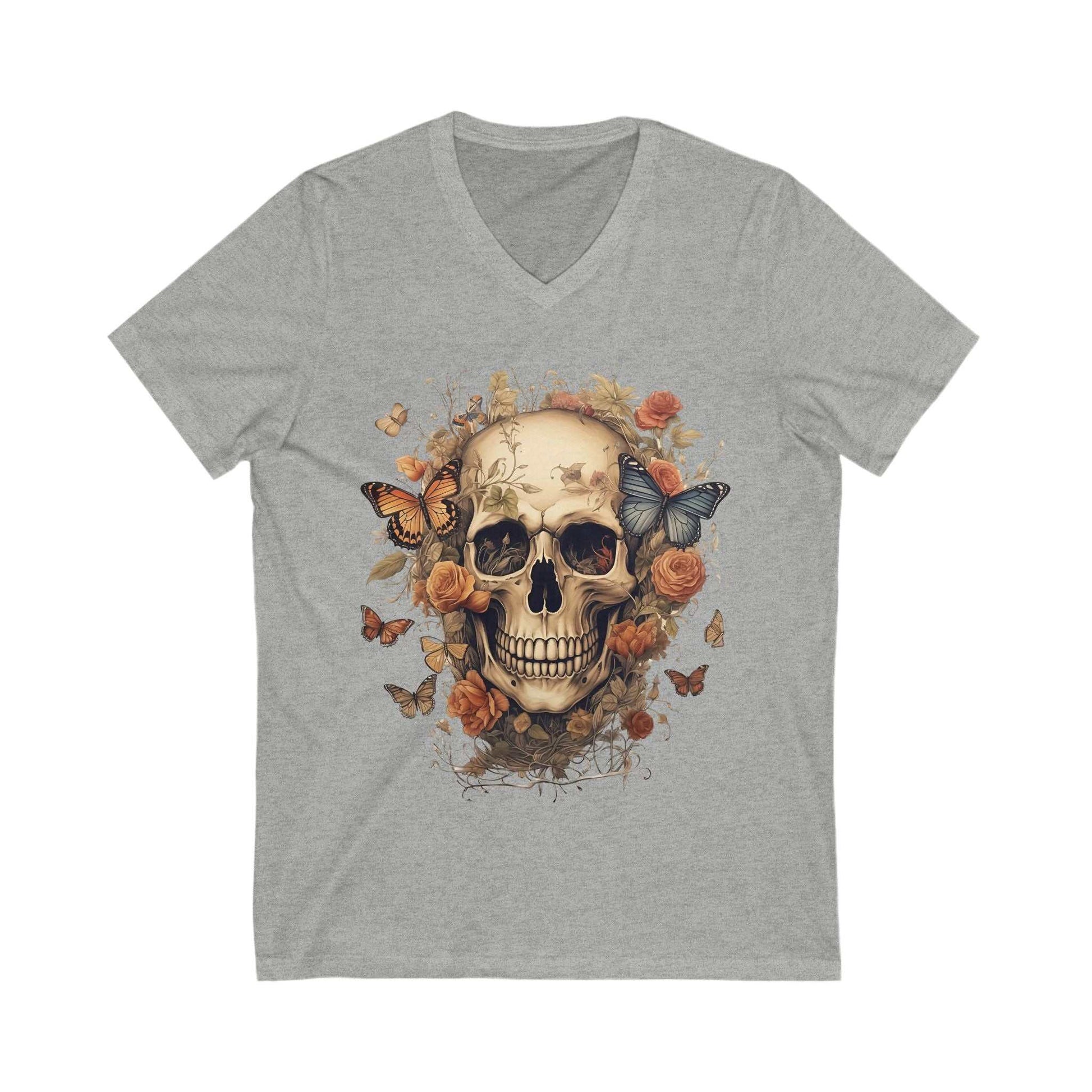 Skull & Flowers V-Neck