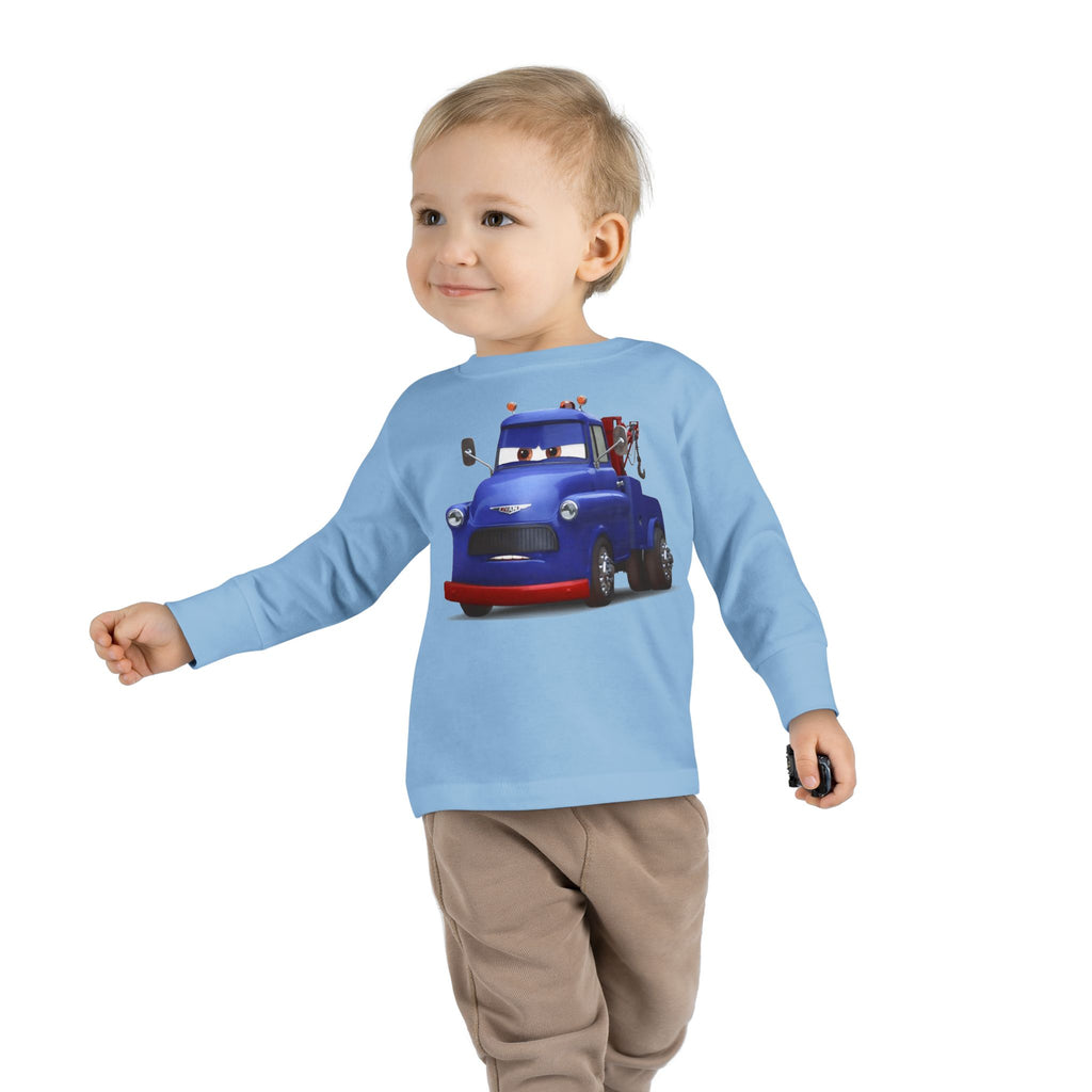 Toddler Long Sleeve Tee featuring a Fun Cartoon Truck