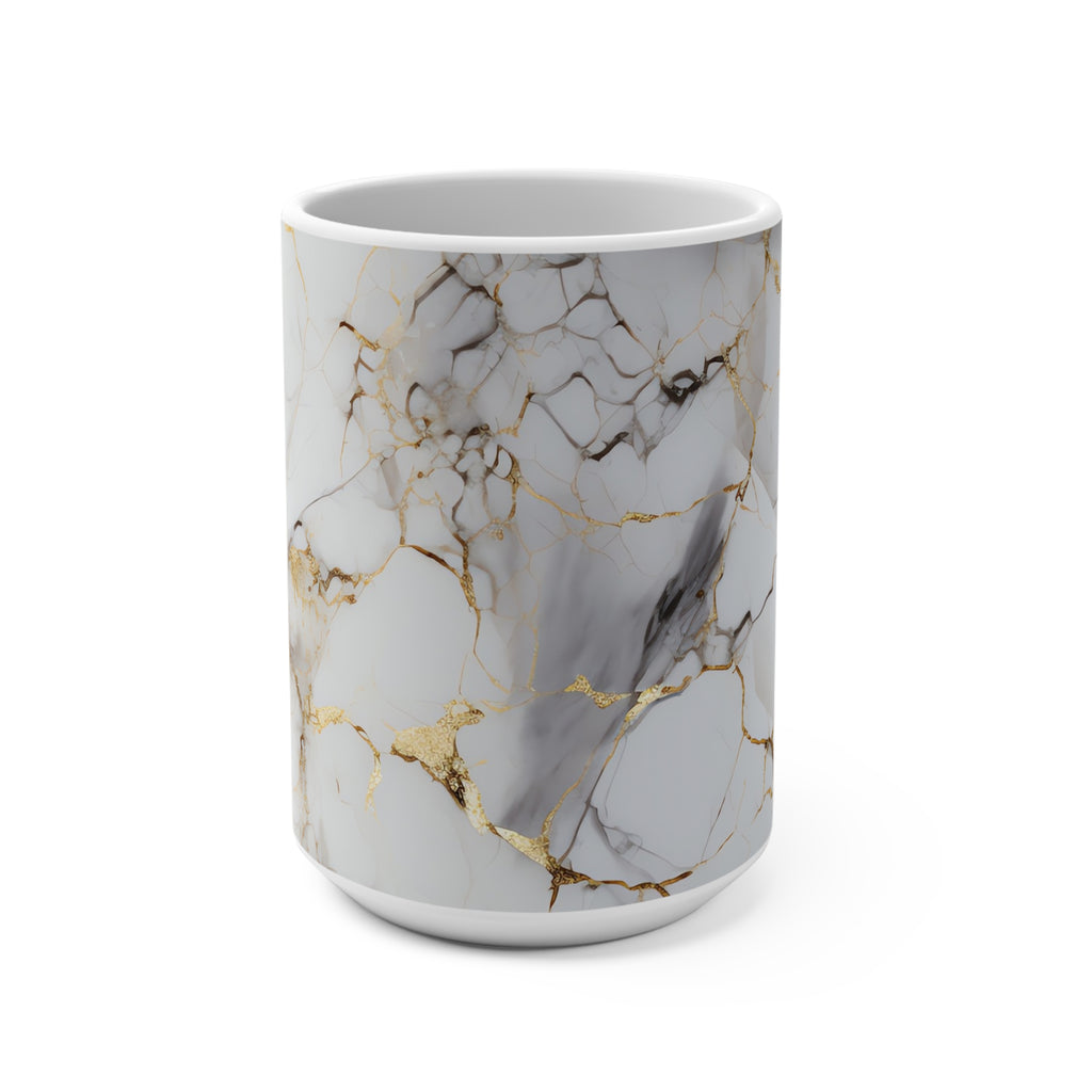 Elegant White Marble Mug with Gold Veins Pattern